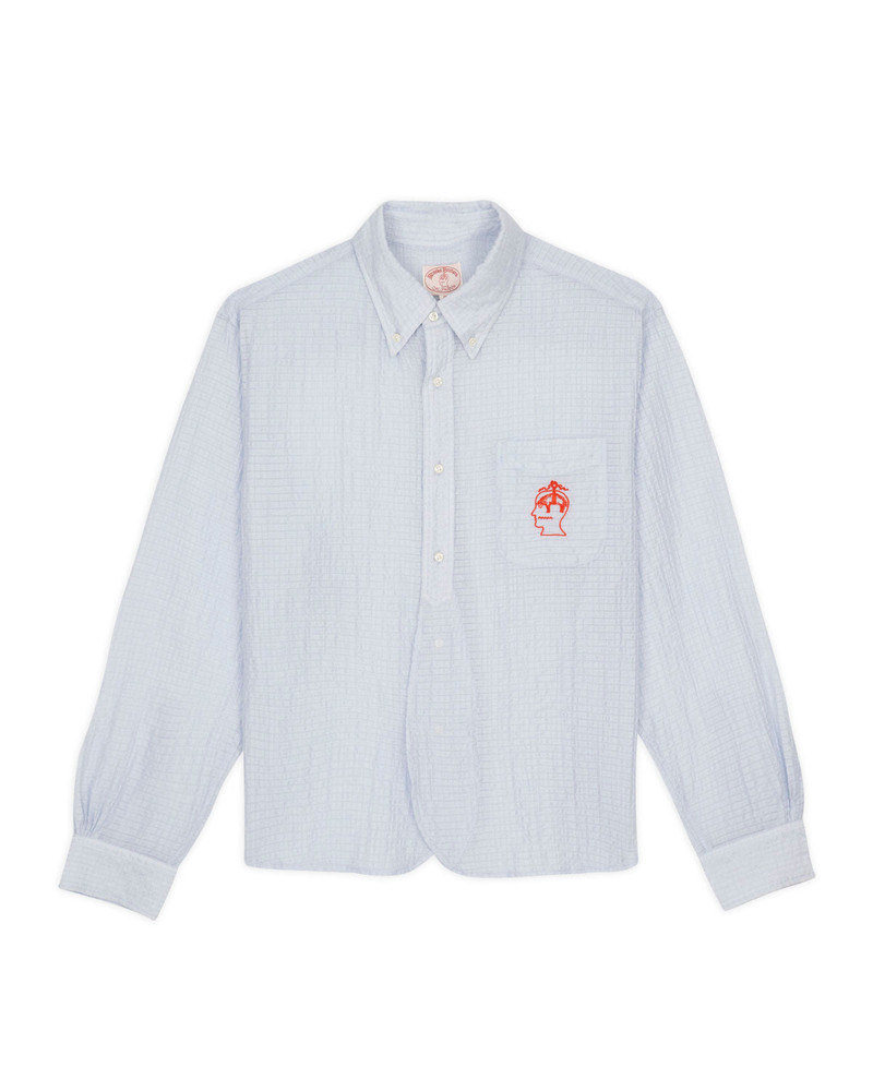 Brooks Brothers California Half Placket Oxford Button Up Shirt - Ice 1