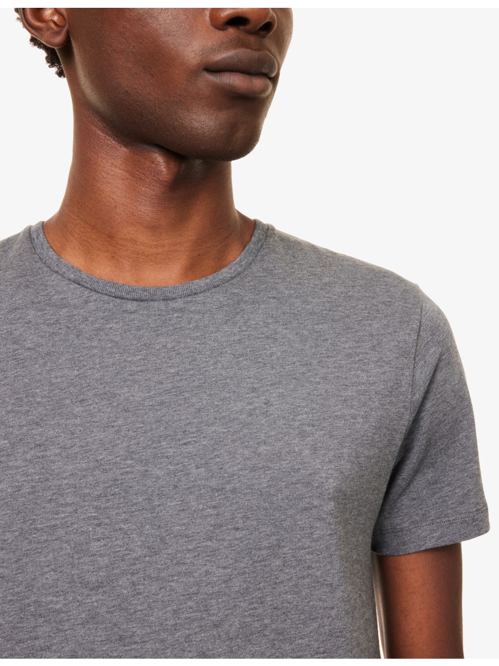 Crewneck ribbed-trim cotton-blend jersey T-shirts pack of two - 4