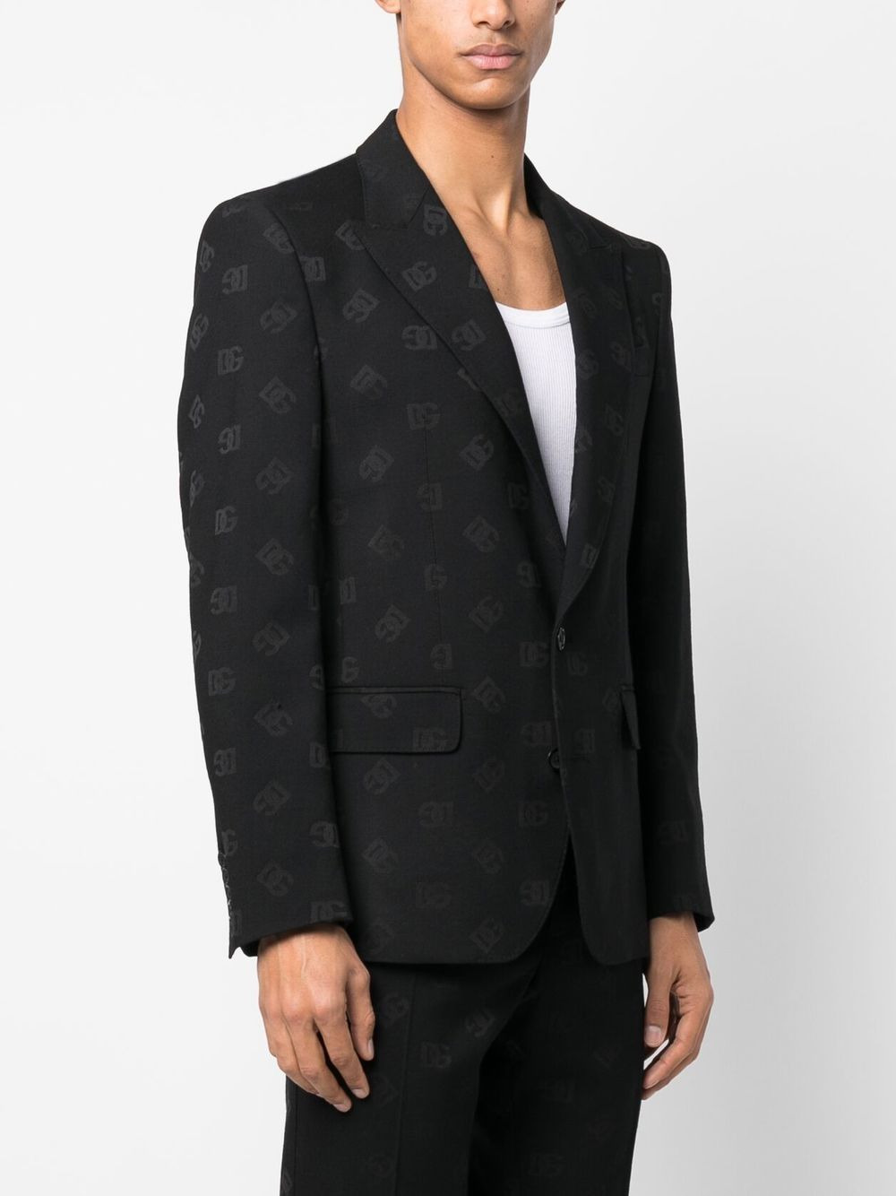 logo-jacquard single-breasted blazer - 3
