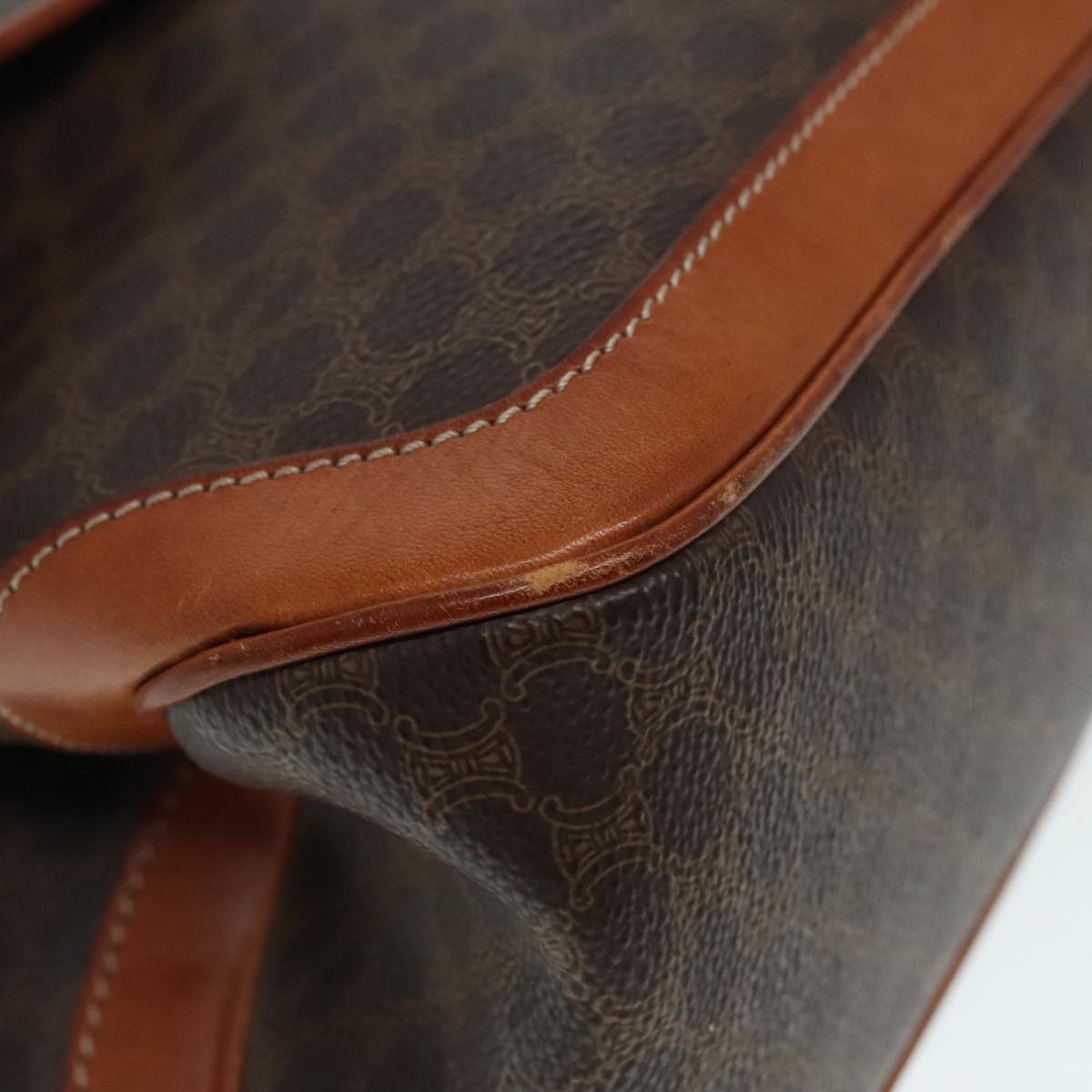 CELINE Macadam Canvas Hand Bag Pvc Leather Brown Gold - 14