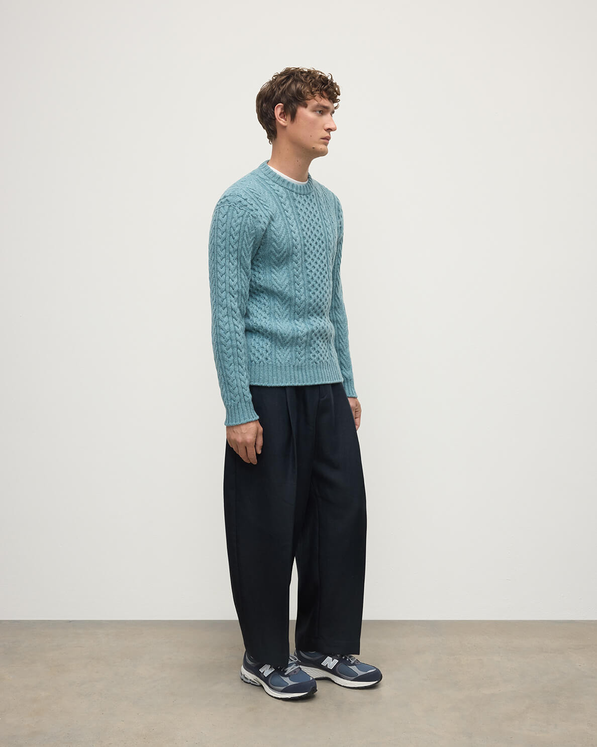 Aran Cable Green Cashmere Jumper - 3