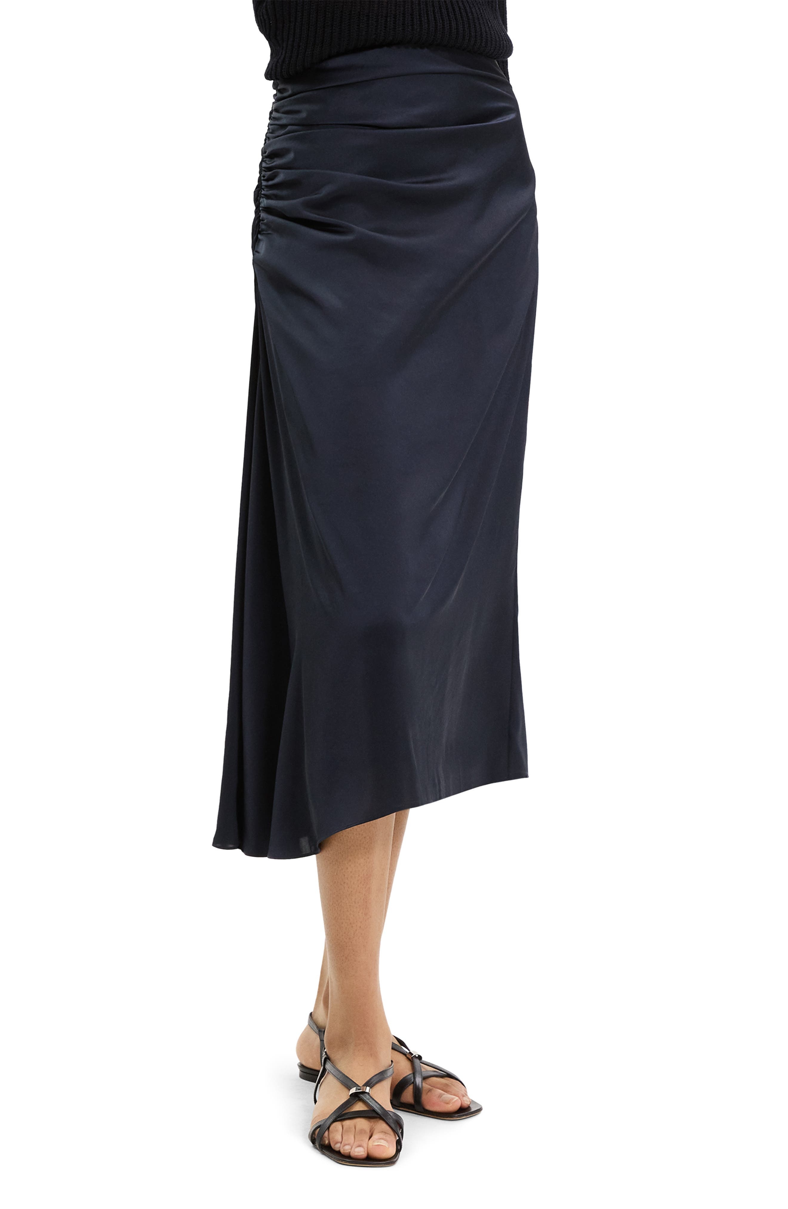 Theory Ruched Midi Skirt in Nocturne Navy at Nordstrom - 3