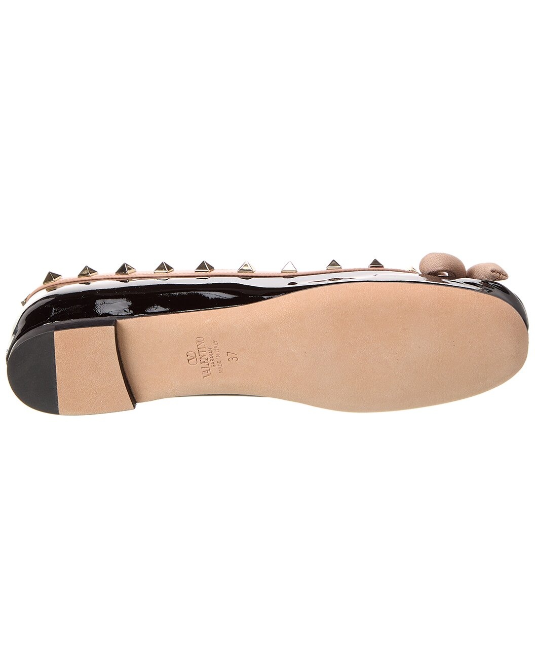 Valentino Rockstud Patent Ankle Strap Ballerina Flat - 4