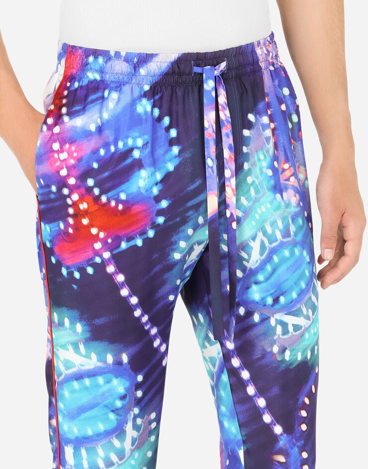 Silk jogging pants with illumination print - 4