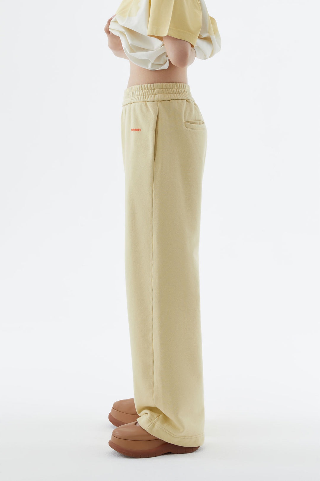 LIGHT YELLOW ELASTIC PANTS - 3