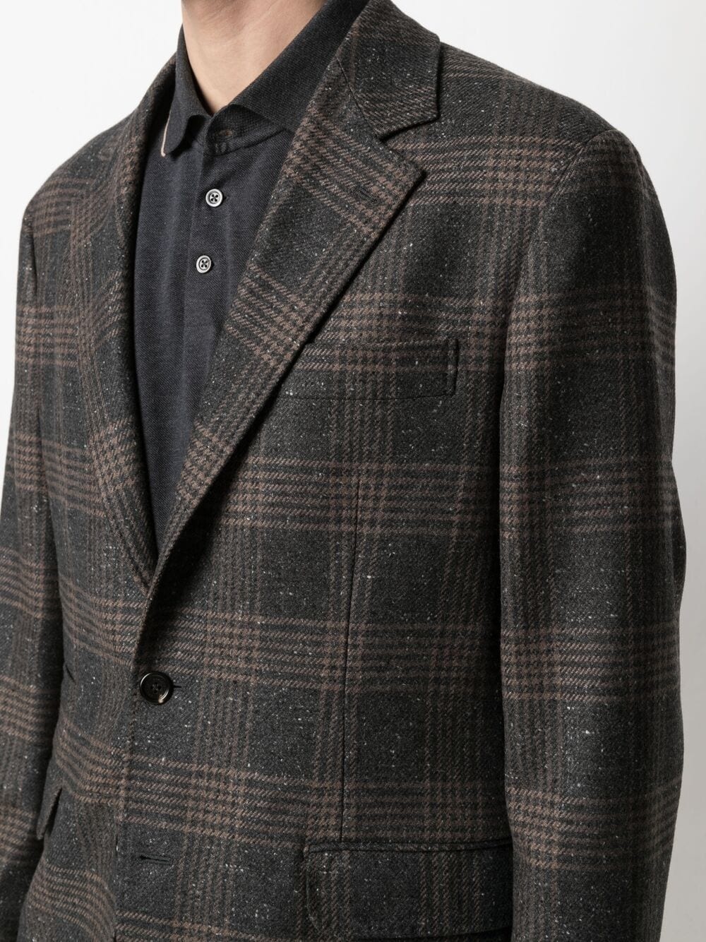 checked single-breasted blazer - 5