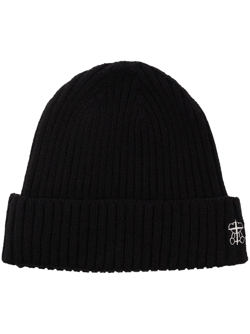 logo-embroidered ribbed-knit beanie - 1