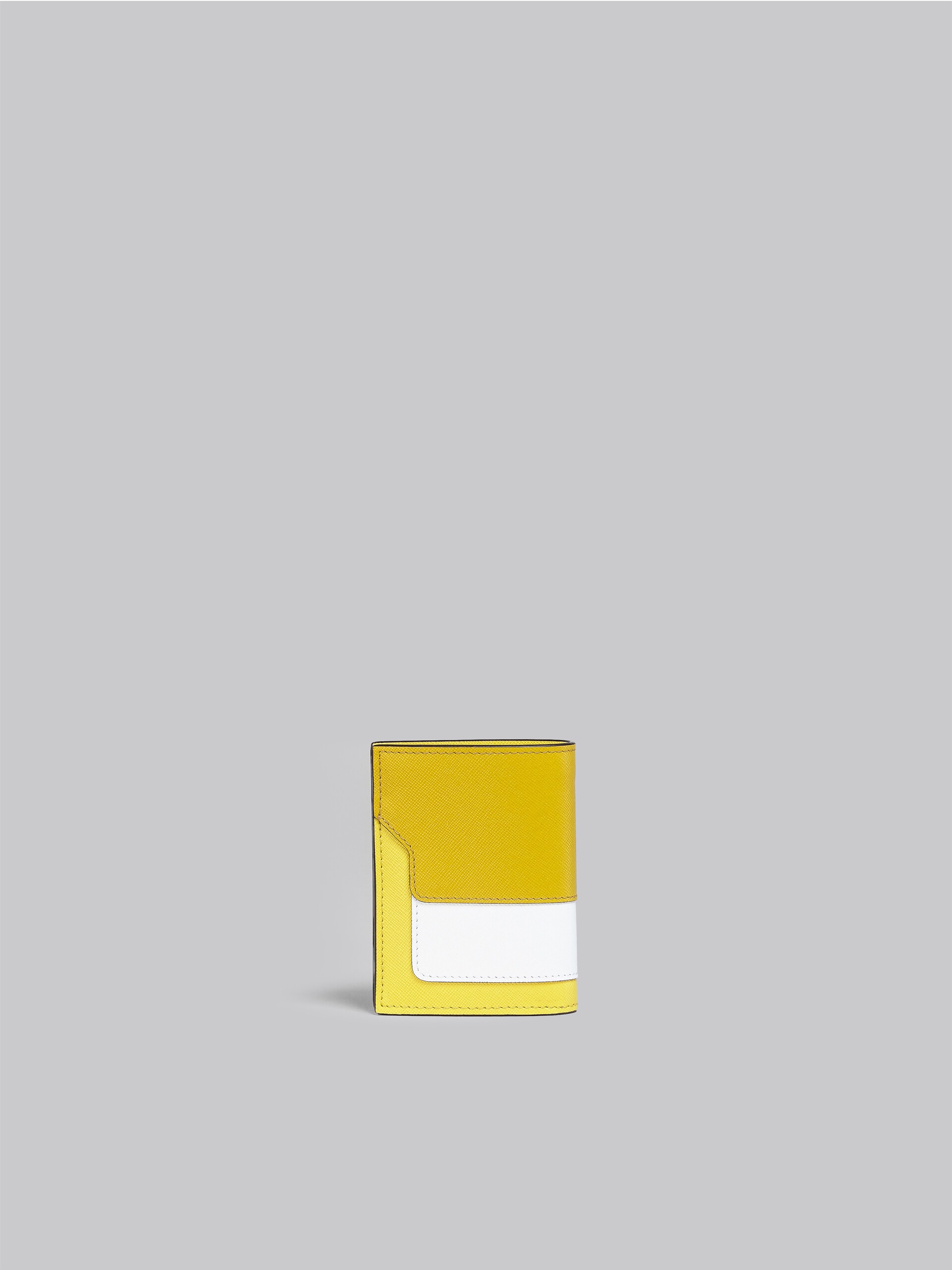 YELLOW AND WHITE SAFFIANO LEATHER BI-FOLD WALLET - 3