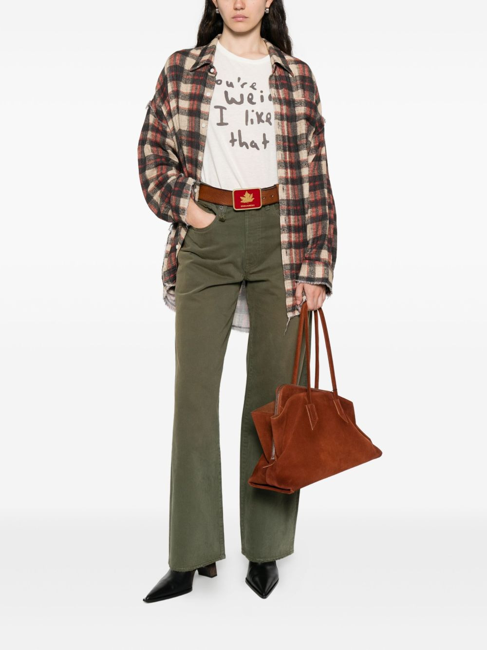 frayed plaid-check shirt - 2