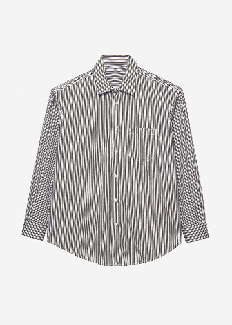 Cyrus Button Up Shirt - Black/White Stripe 1
