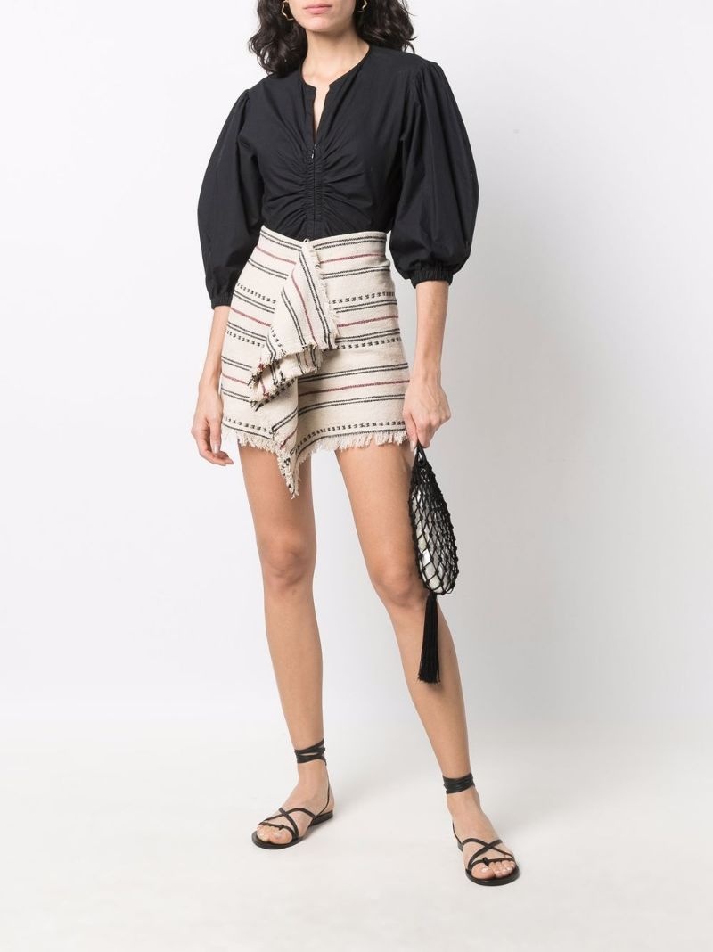 Jiloa draped-front striped skirt - 2