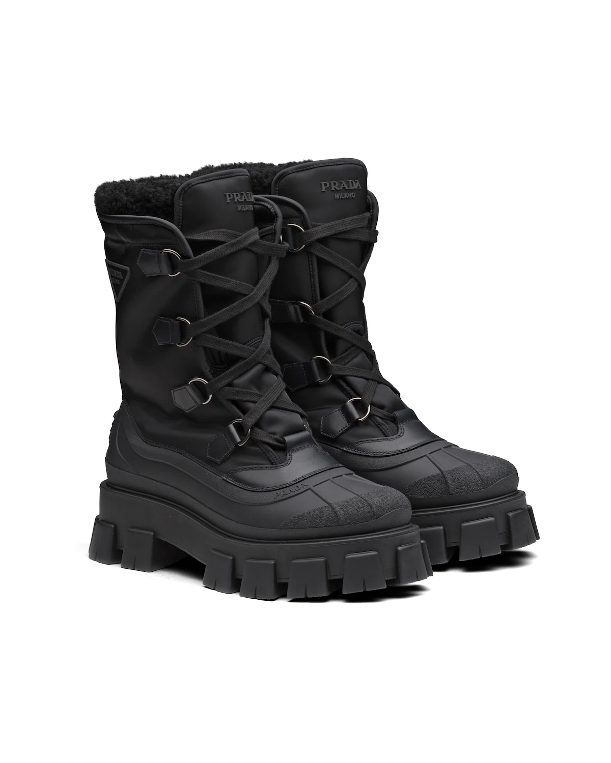 Re-Nylon gabardine shearling-lined hiking boots - 1