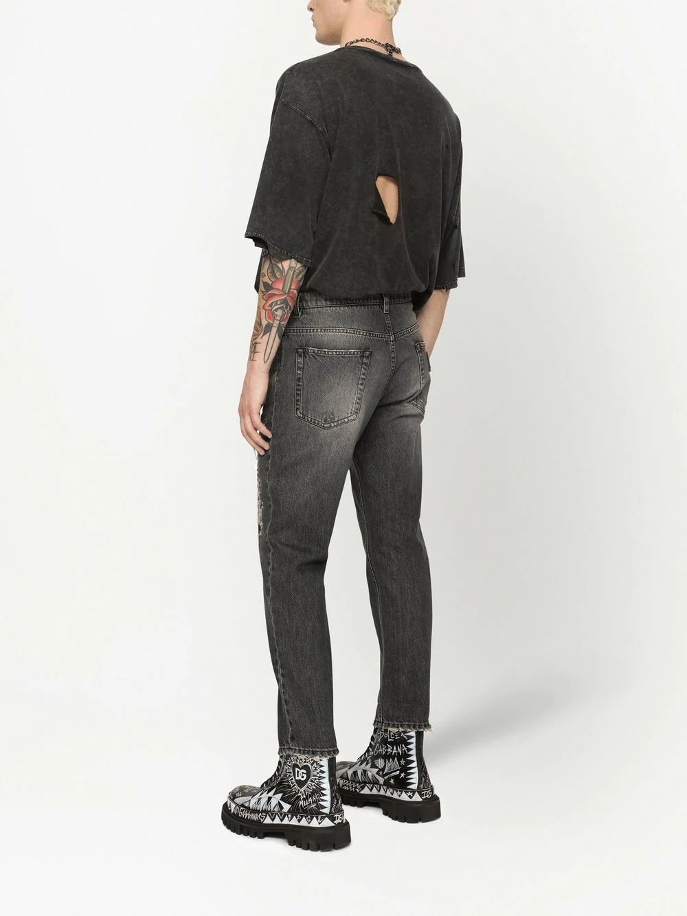 distressed ripped-detail skinny jeans - 4