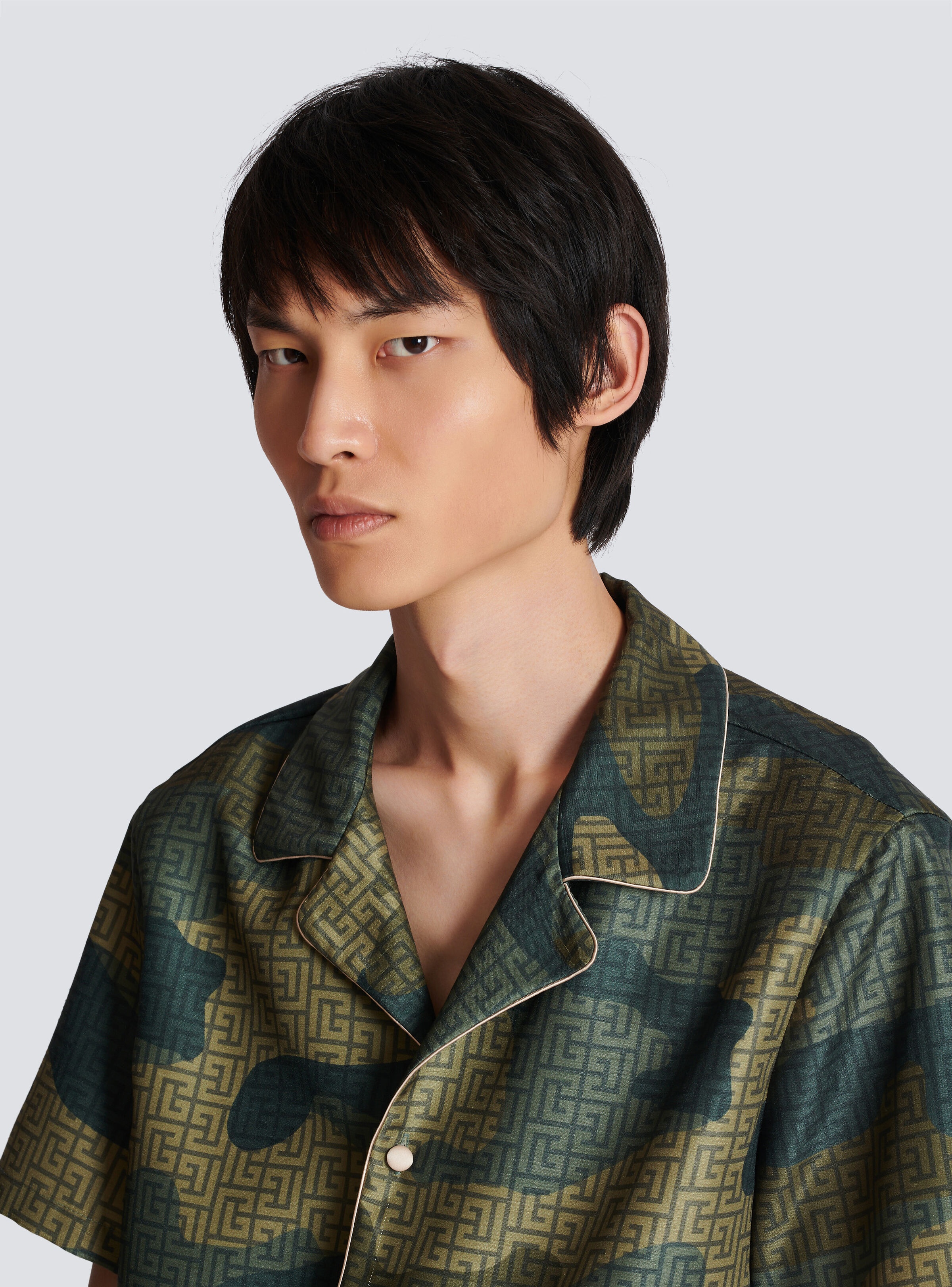 Camouflage monogrammed Shantung short-sleeved shirt - 7