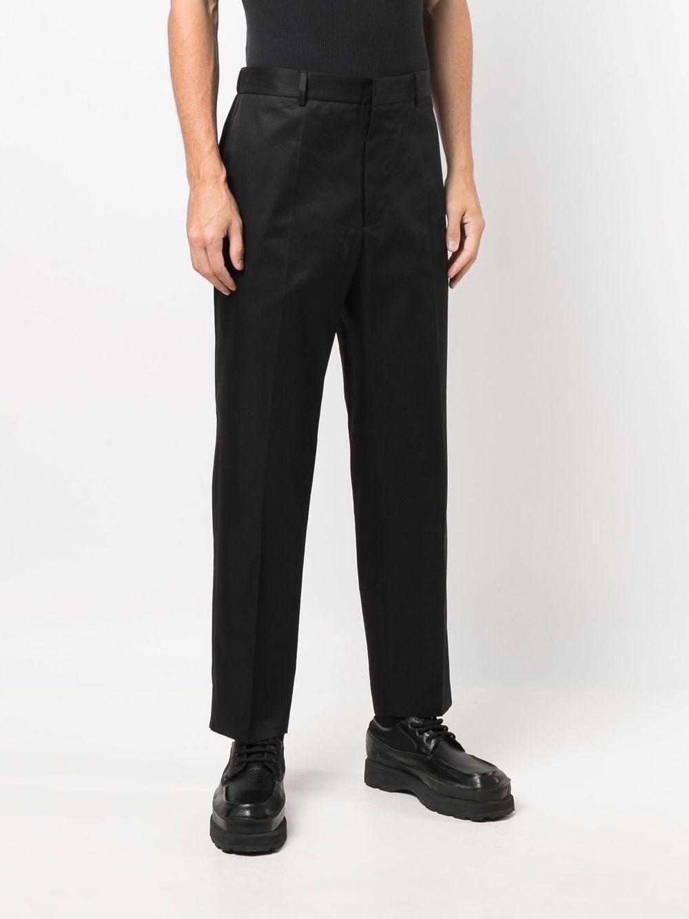 pressed-crease cotton tailored trousers - 3