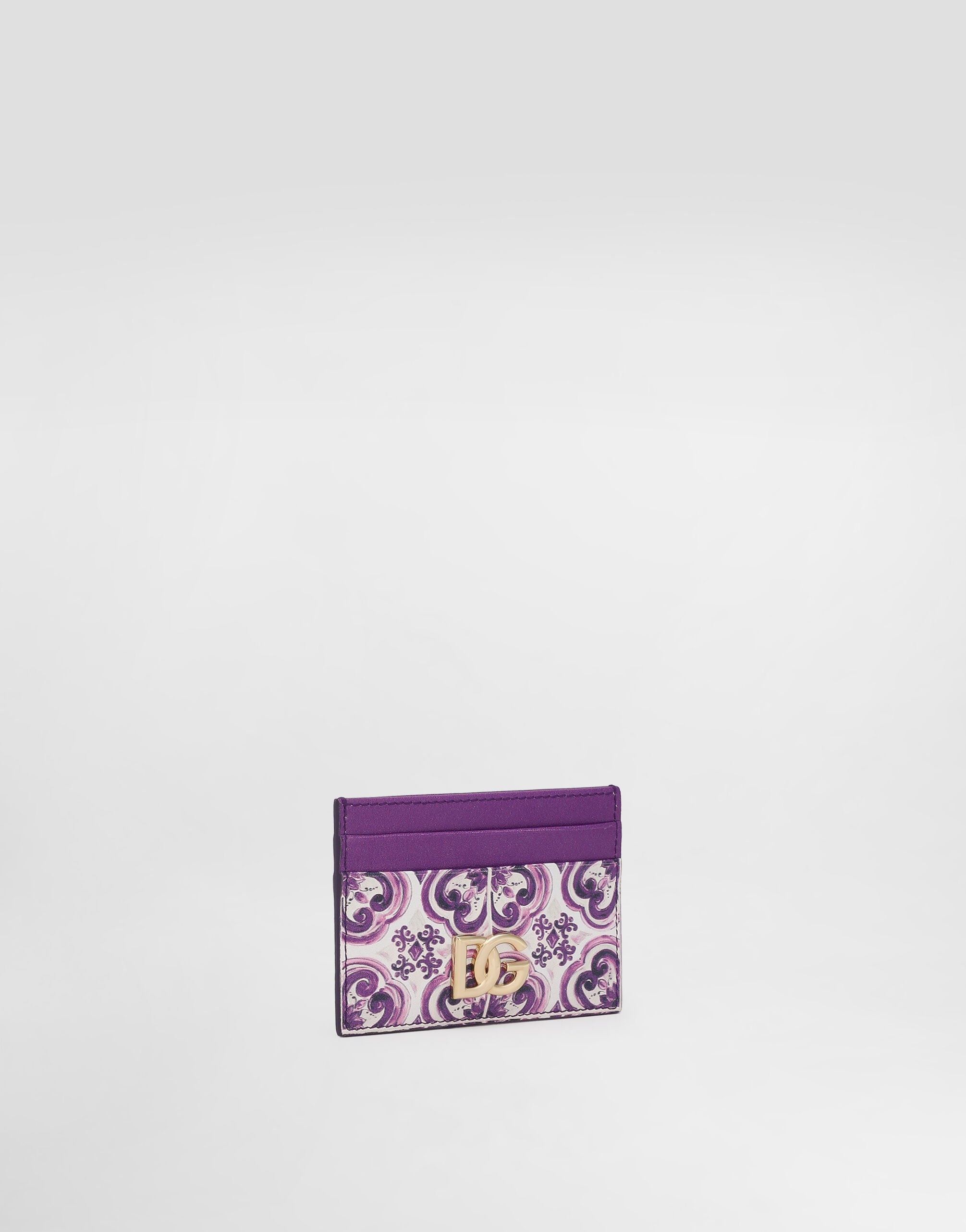 Majolica-print calfskin card holder - 2