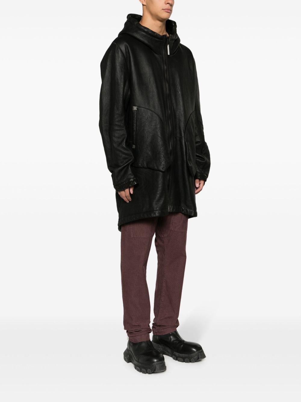 zip-up hooded coat - 3