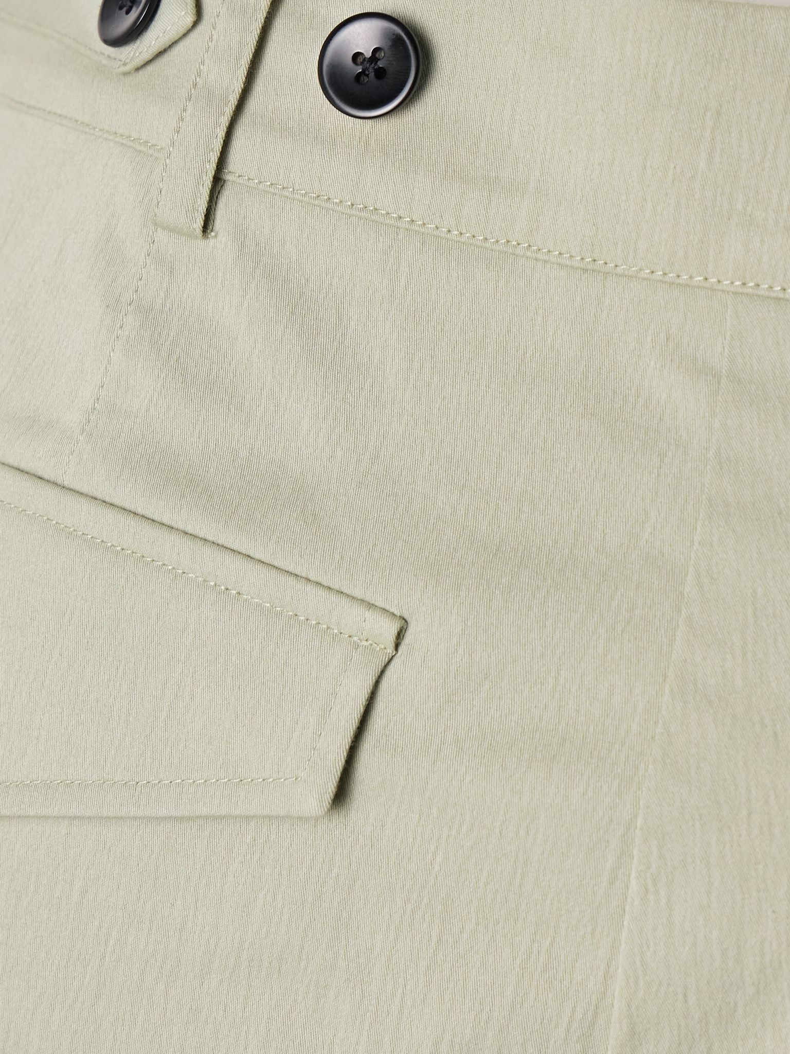 Romina pleated cotton-blend wide-leg pants Sage green - 5