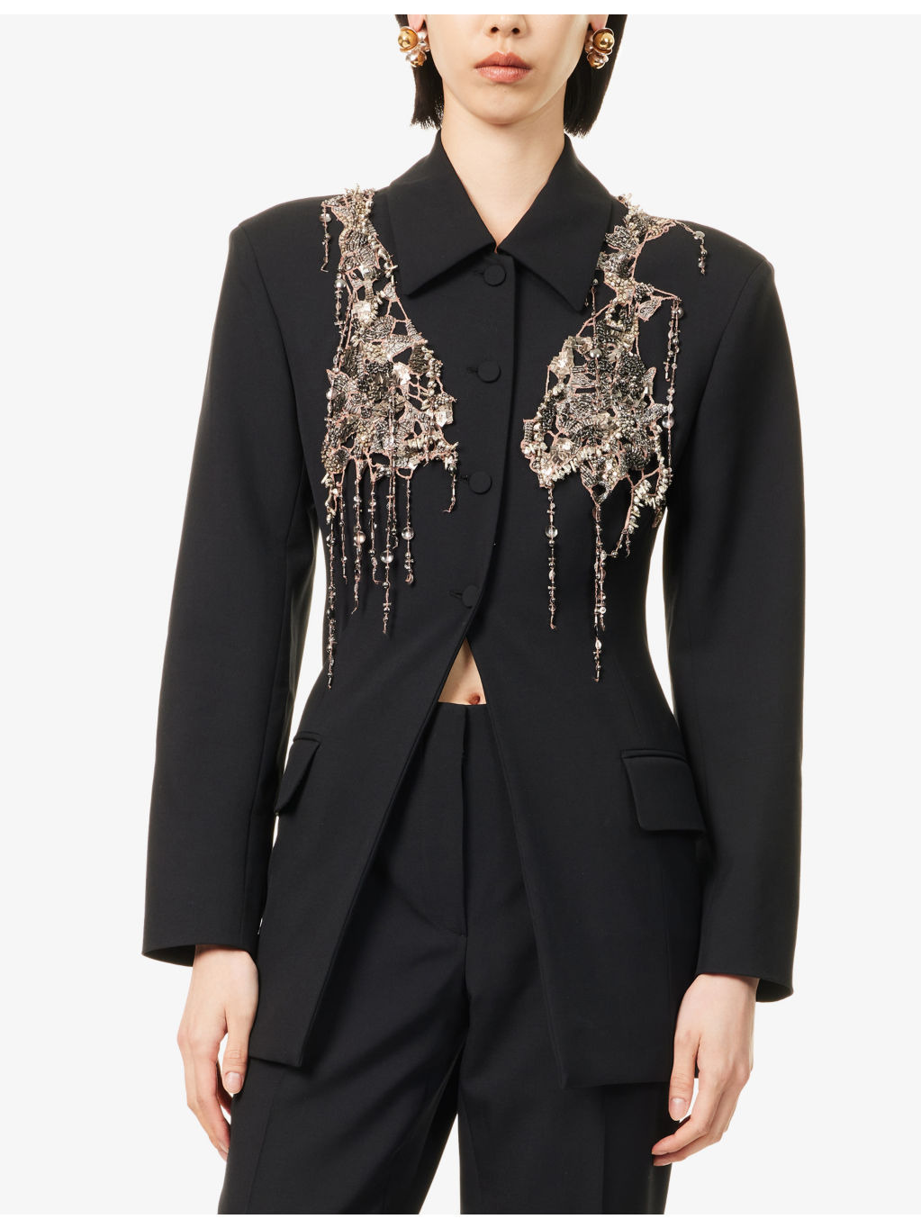 Embellished Slim-Fit Wool-Blend Jacket - 3