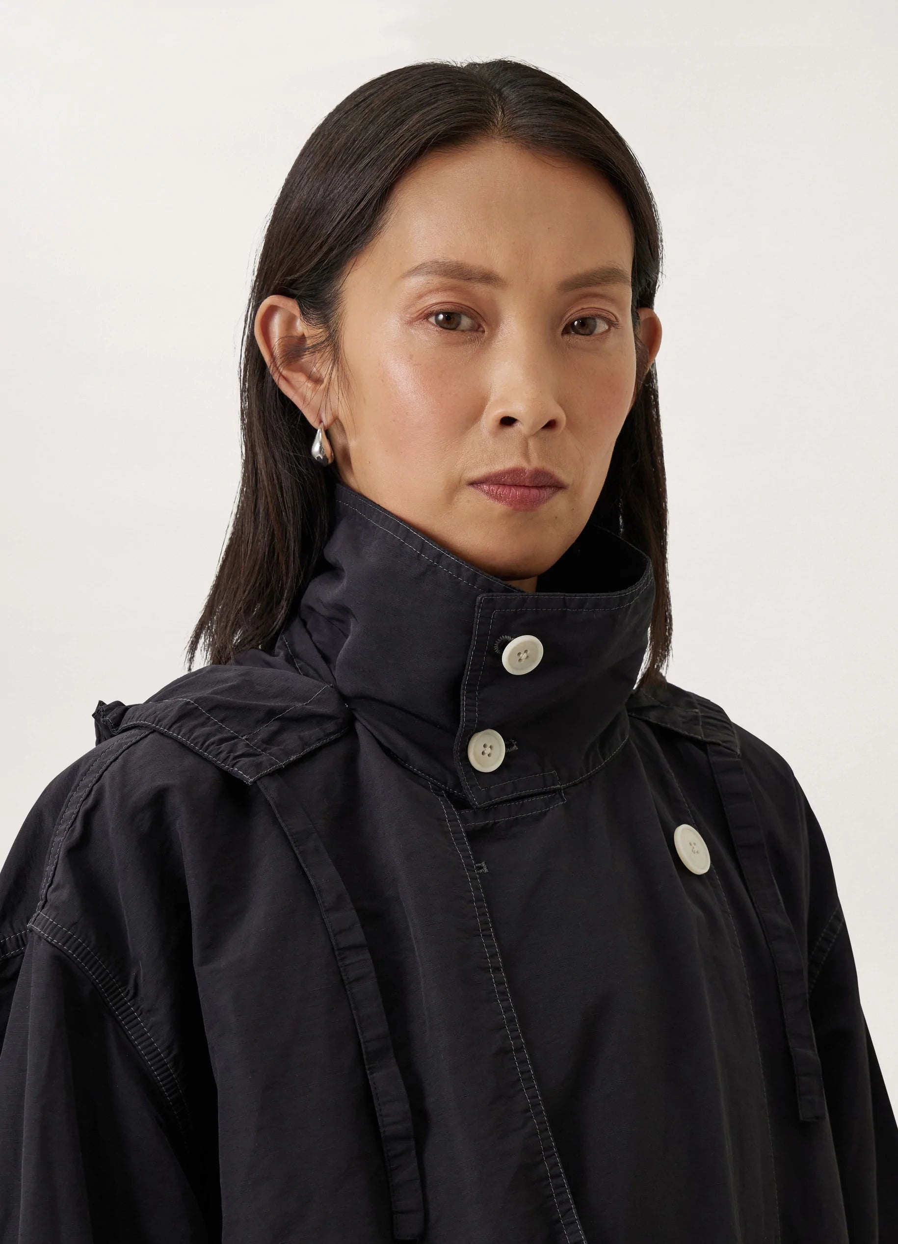 HOODED DOUBLE BREASTED PARKA
POLYAMIDE LINEN COTTON - 4