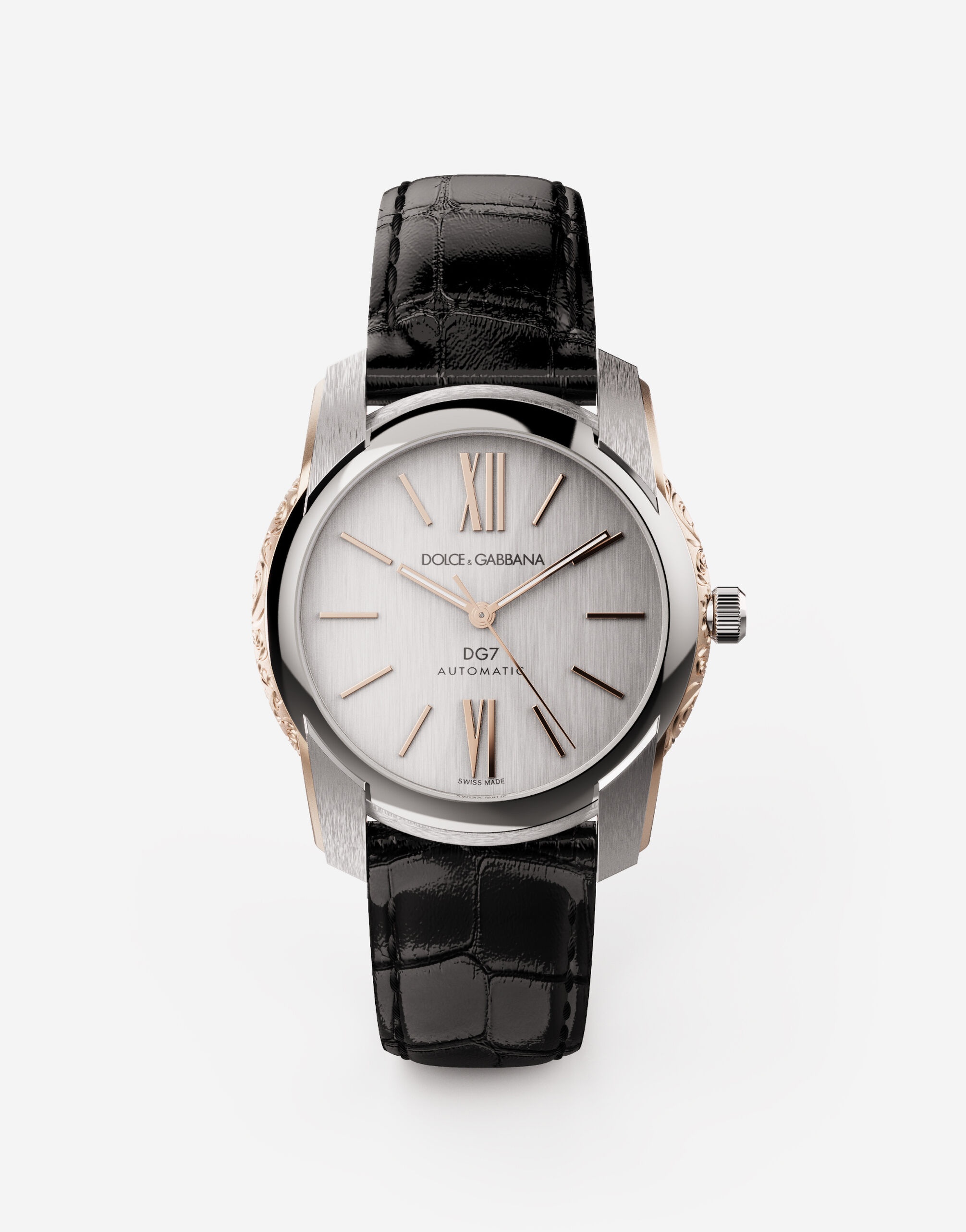 DG7 watch in steel with engraved side decoration in gold - 1
