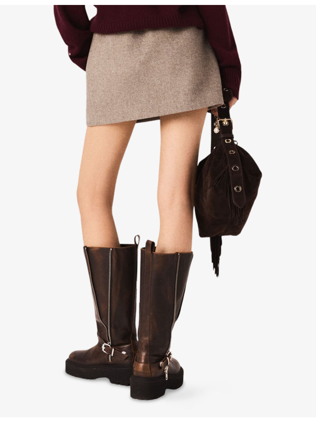 Elasticated-Waist Mid-Rise Wool-Blend Mini Skirt - 4