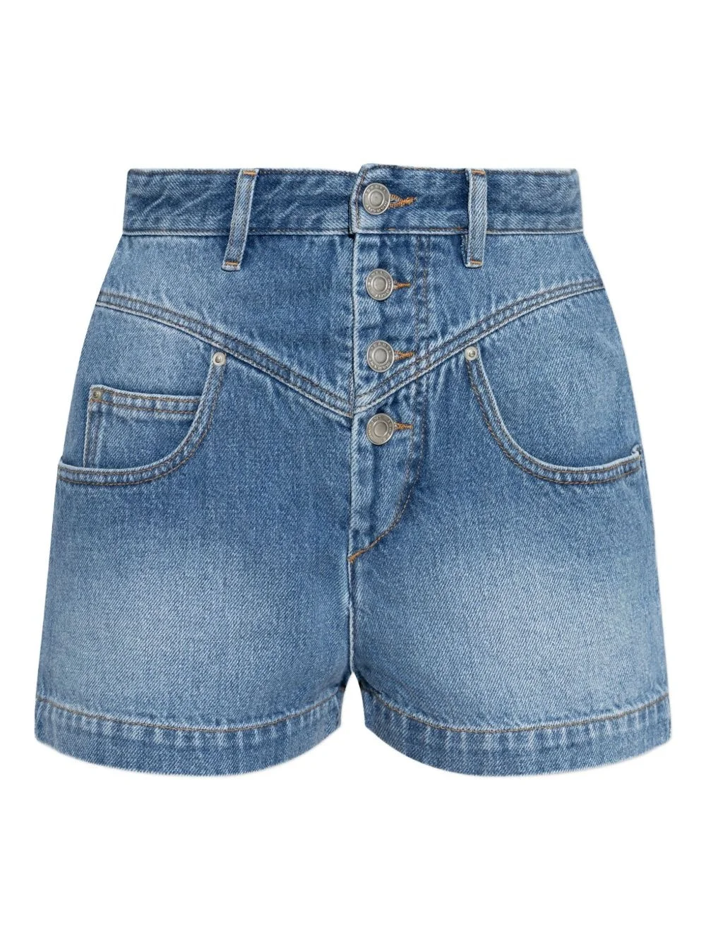 button-fastening denim shorts - 1