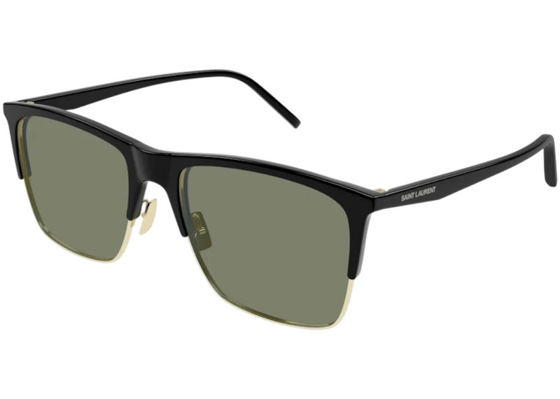 SAINT LAURENT Saint Laurent Square Sunglasses Black Black Green/-Green (SL 768-001) outlook