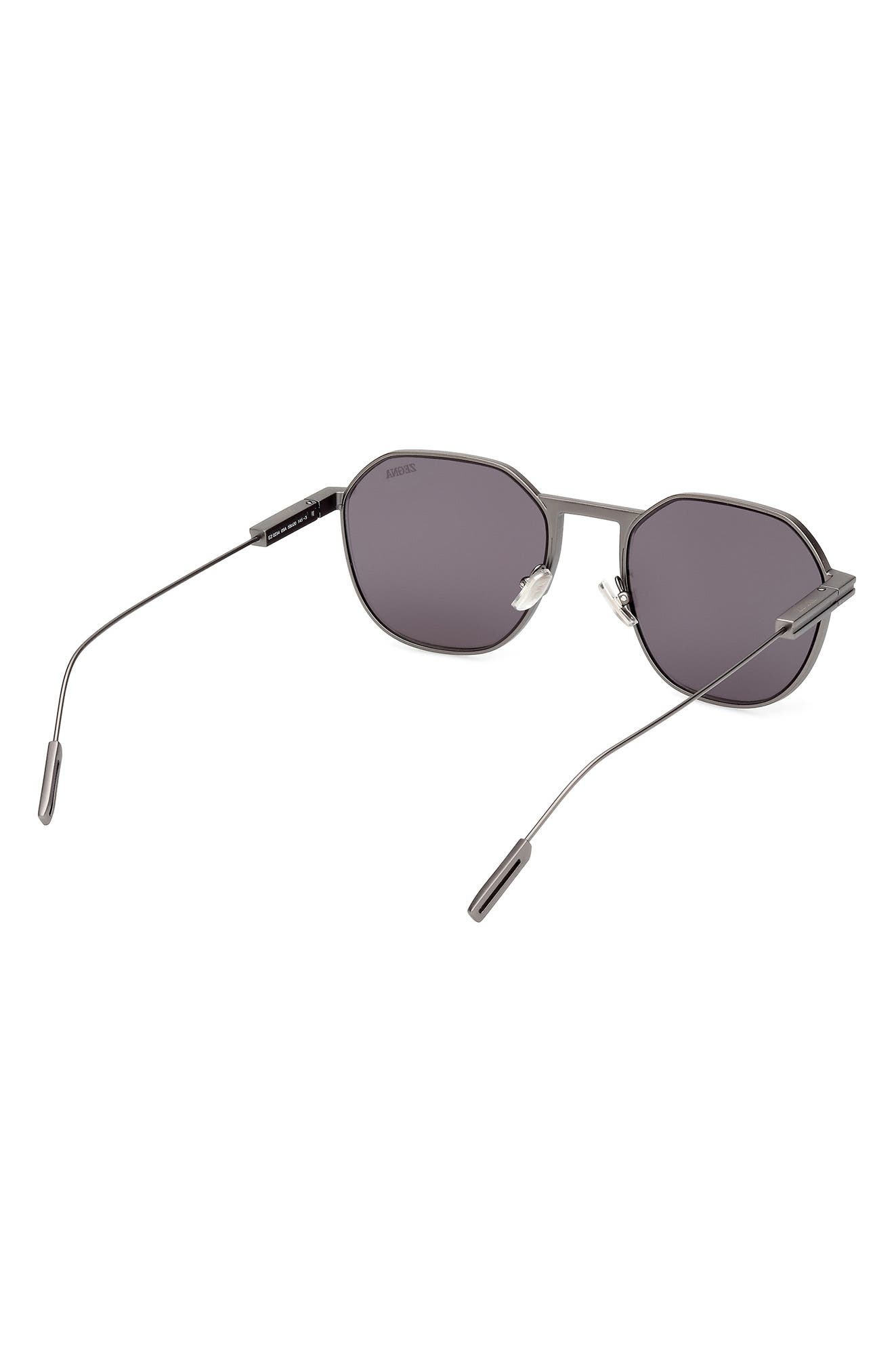 ZEGNA 55mm Round Sunglasses in Brushed Gunmetal at Nordstrom - 7