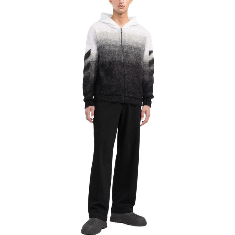 Off-White Men's Off-White Colorblock Drawstring Zipper Knit Jacket Black OMHA132C99KNI0011010 outlook