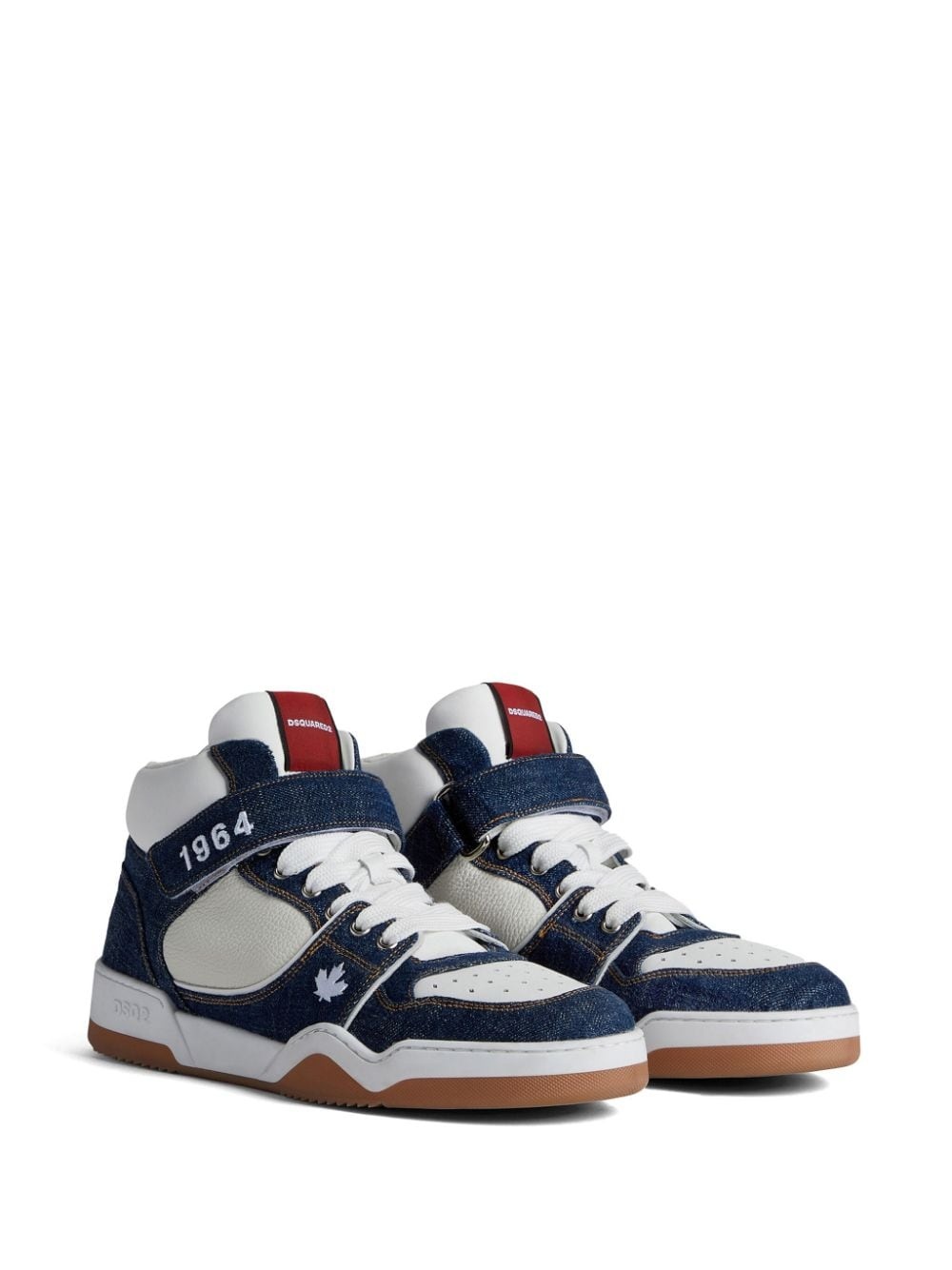 panelled denim sneakers - 2