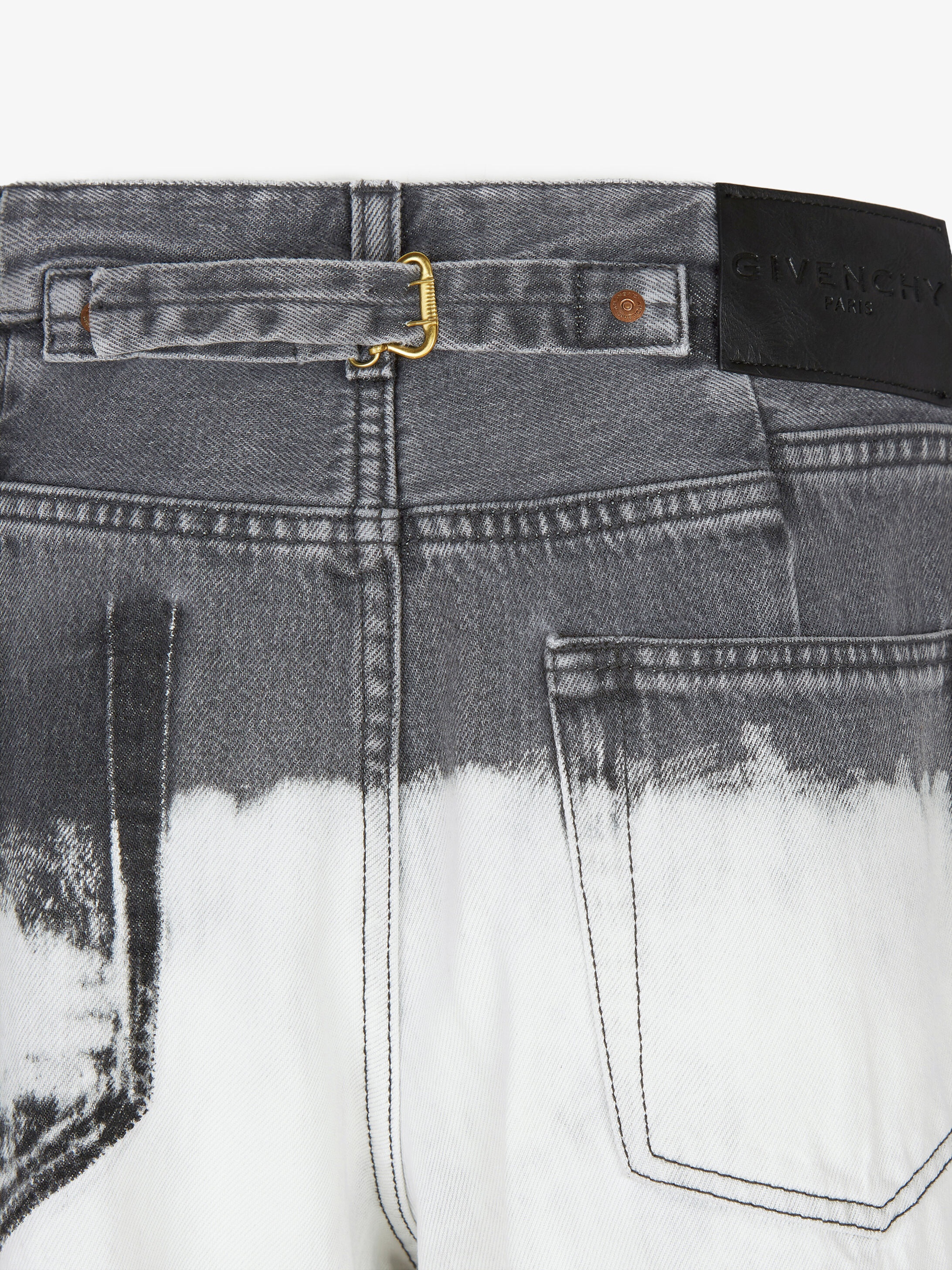 Two tone short baggy jeans in denim - 5