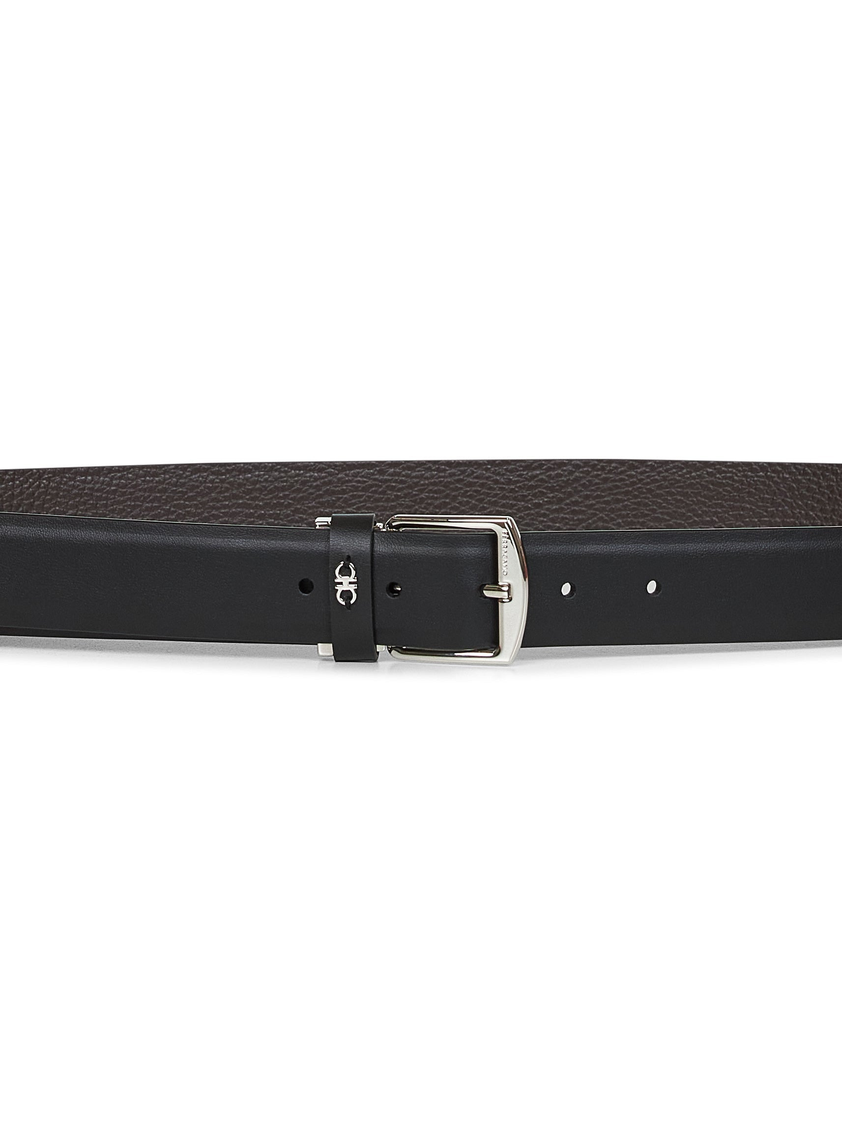 Ferragamo Men Black Leather Reversible Belt - 2