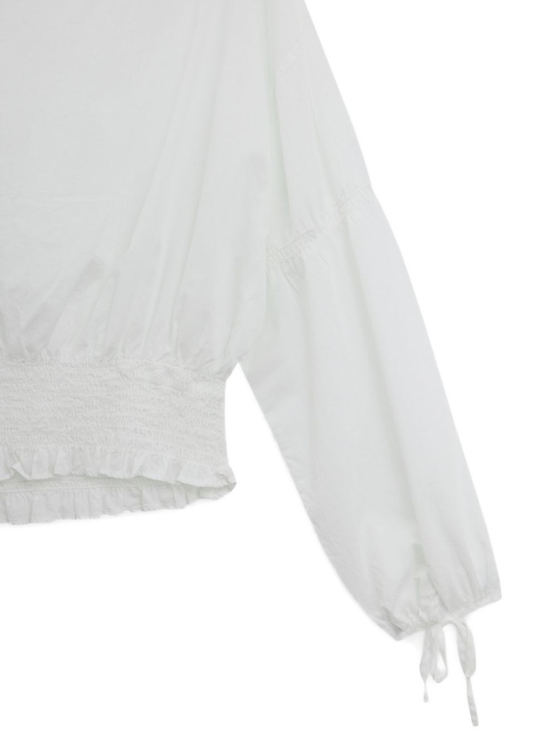 shirred ruffle trim top 5