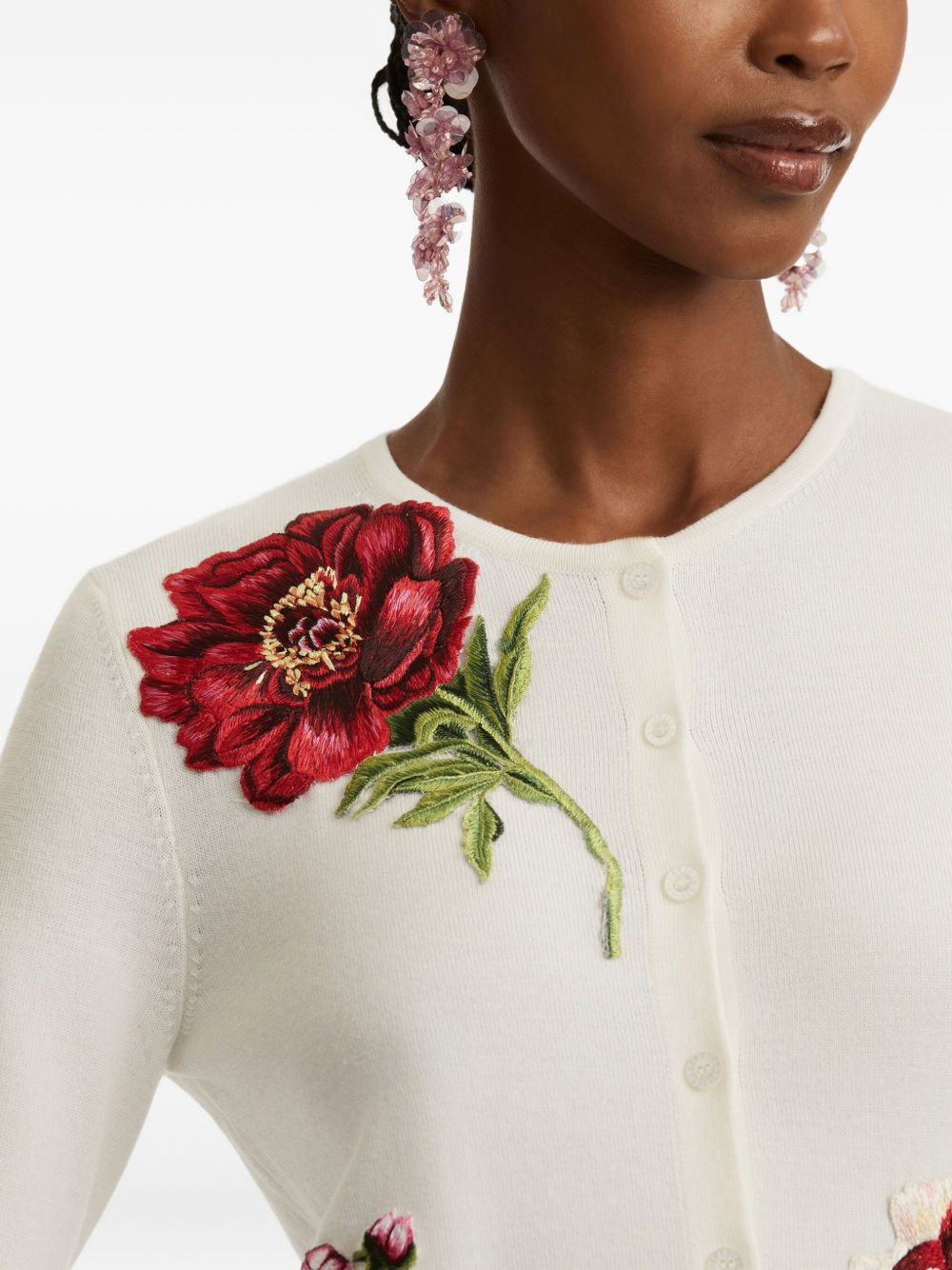 peony-threadwork cardigan - 5