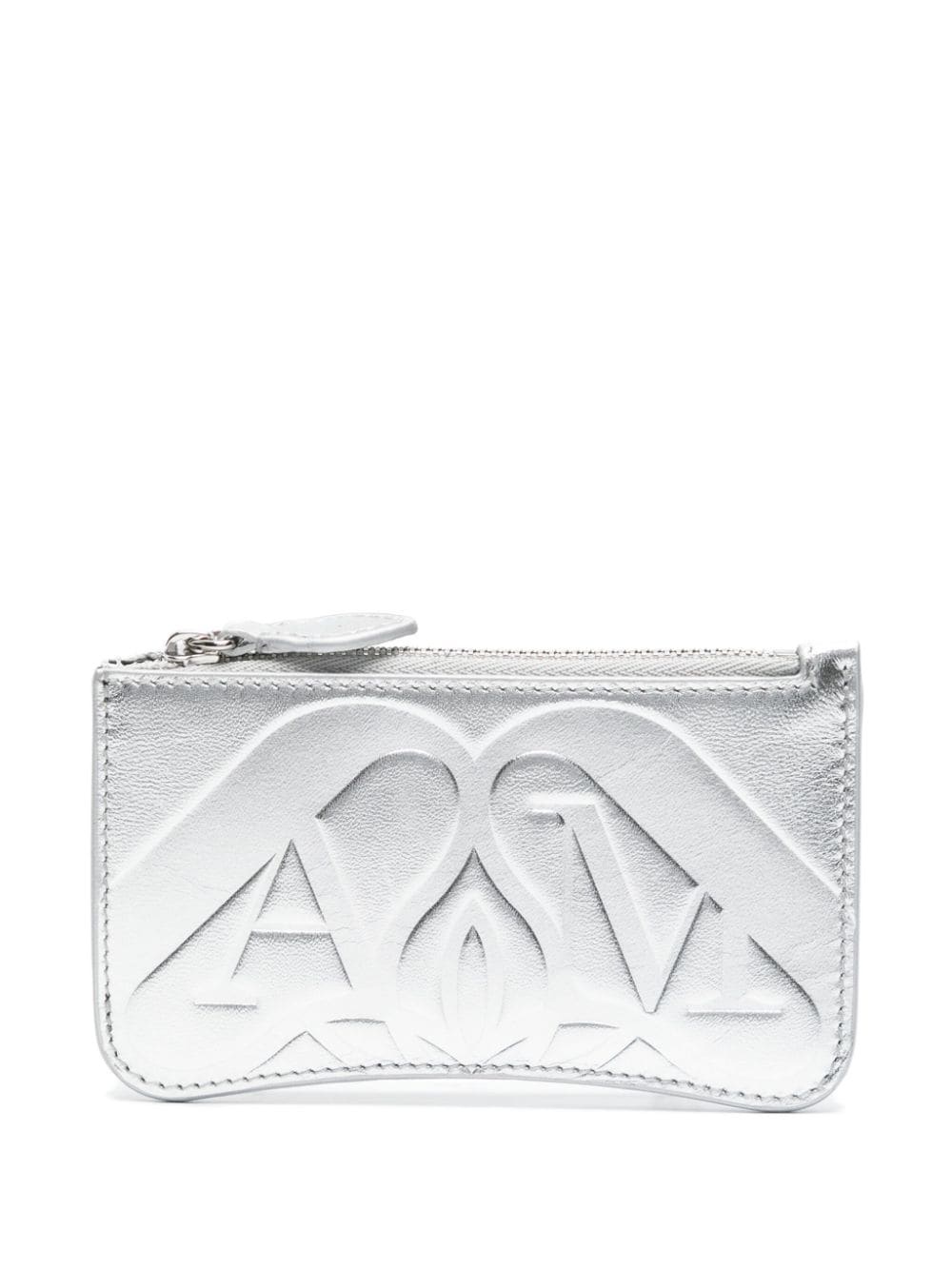logo-debossed metallic leather wallet - 1