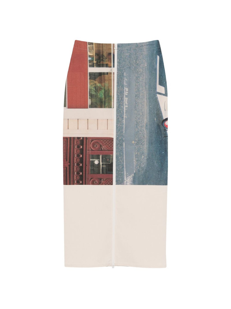 ISSEY MIYAKE graphic-print midi skirt outlook