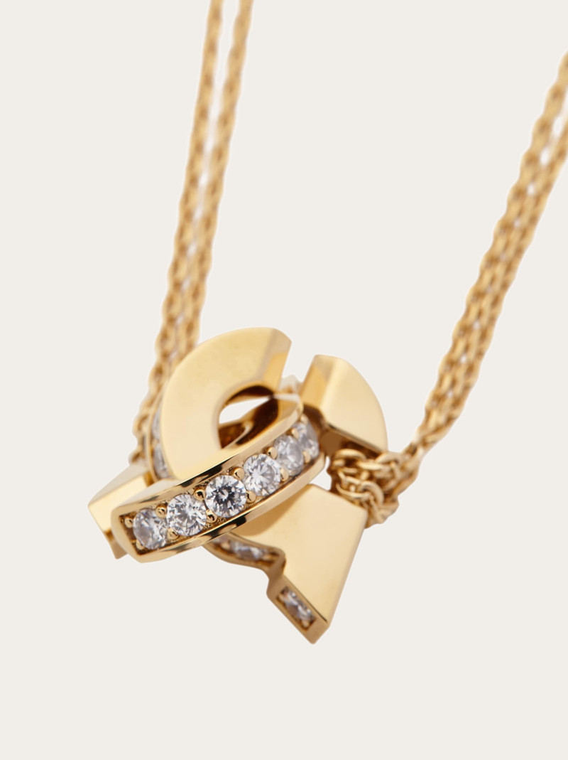 FERRAGAMO Double Gancini pendant necklace with crystals outlook