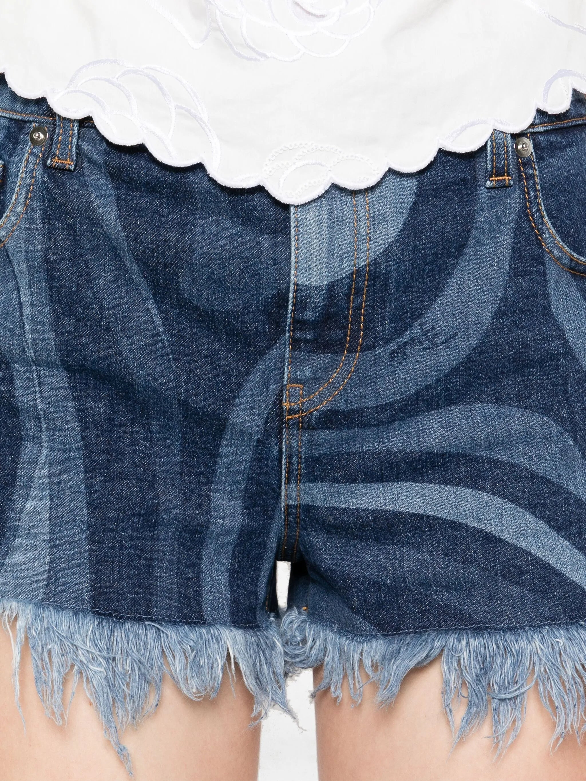 printed denim shorts - 5
