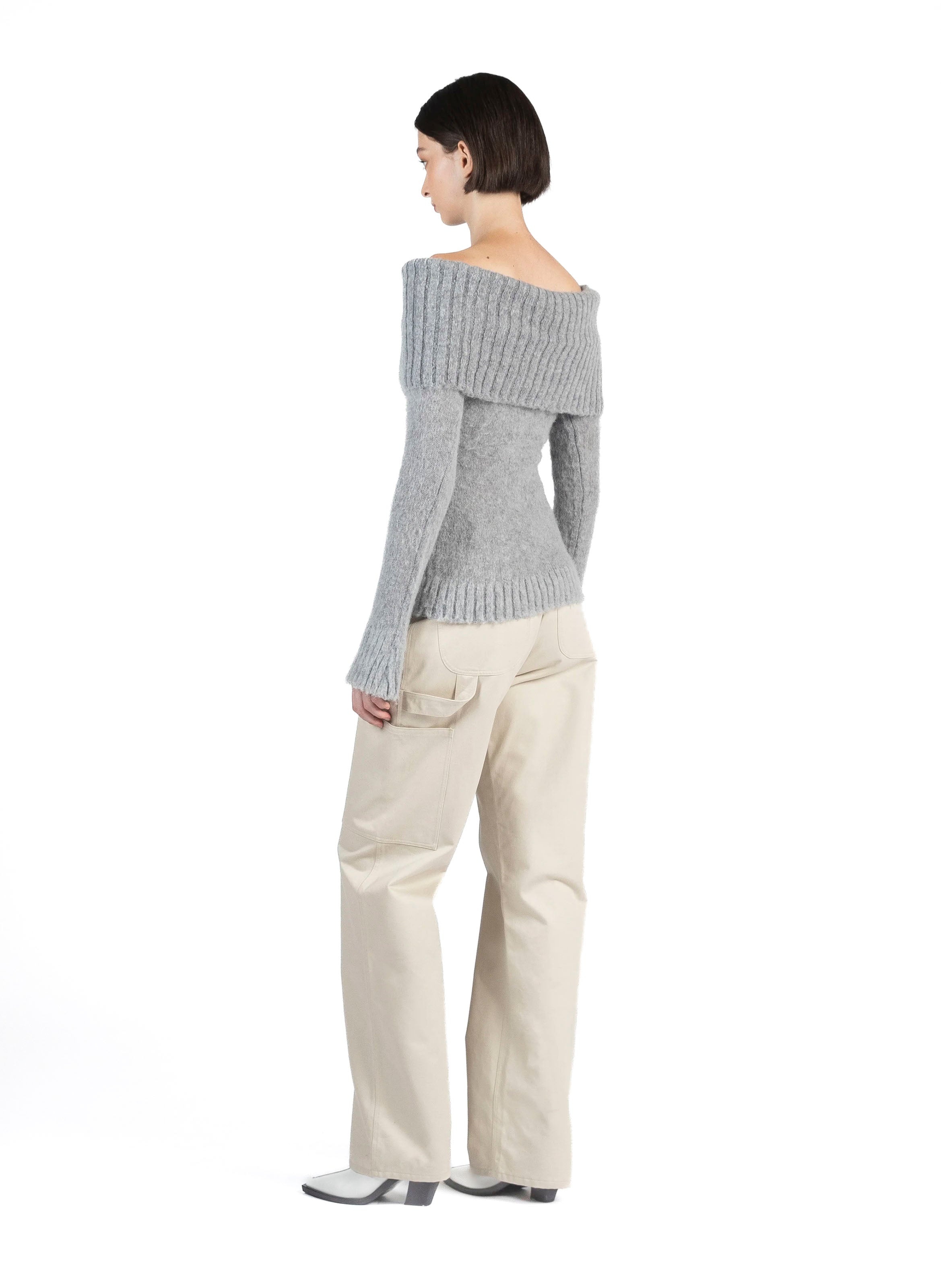 Mohair Off Shoulder Jumper Grey - 3