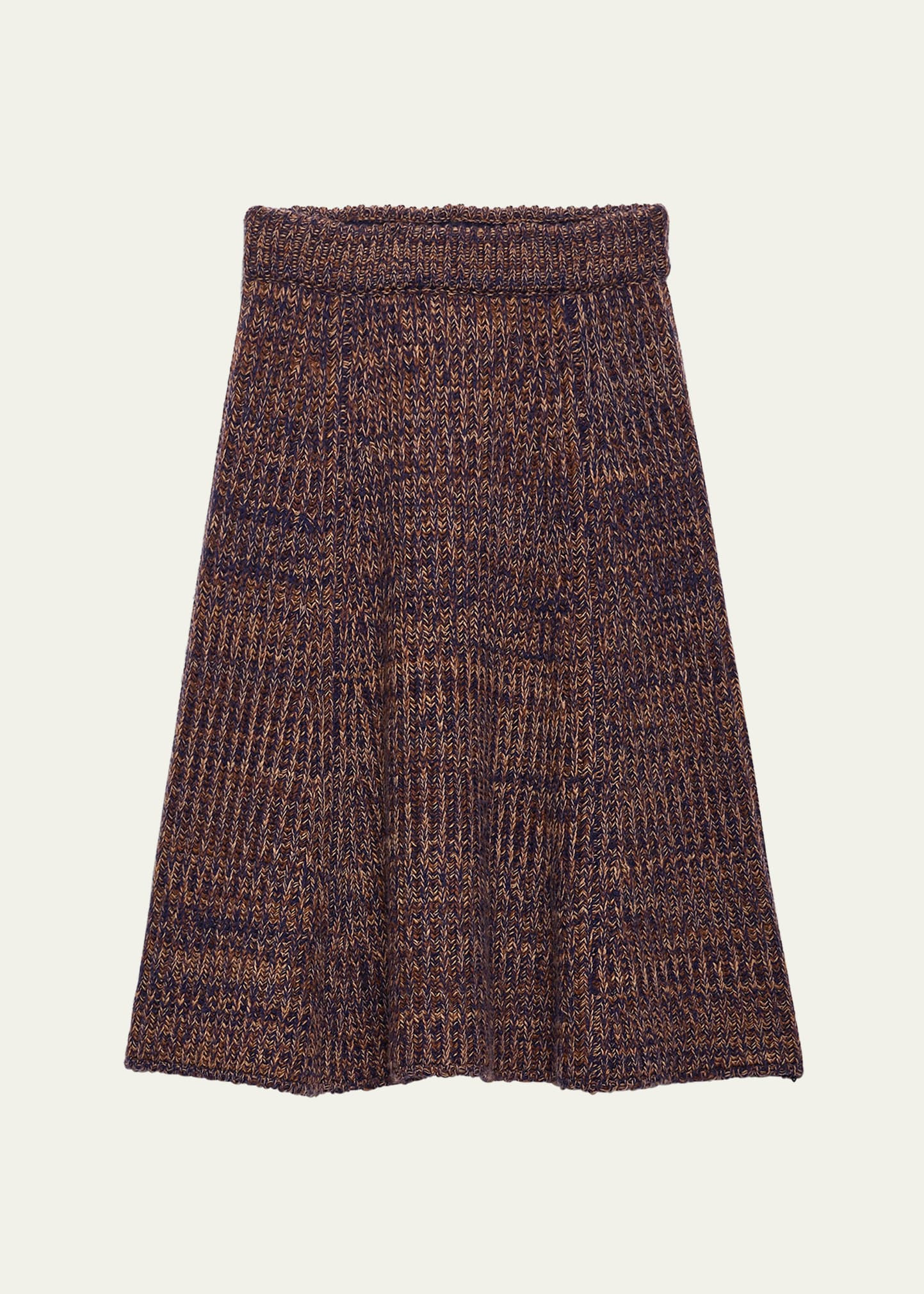 Cashmere-Wool Mouline Midi Skirt - 1