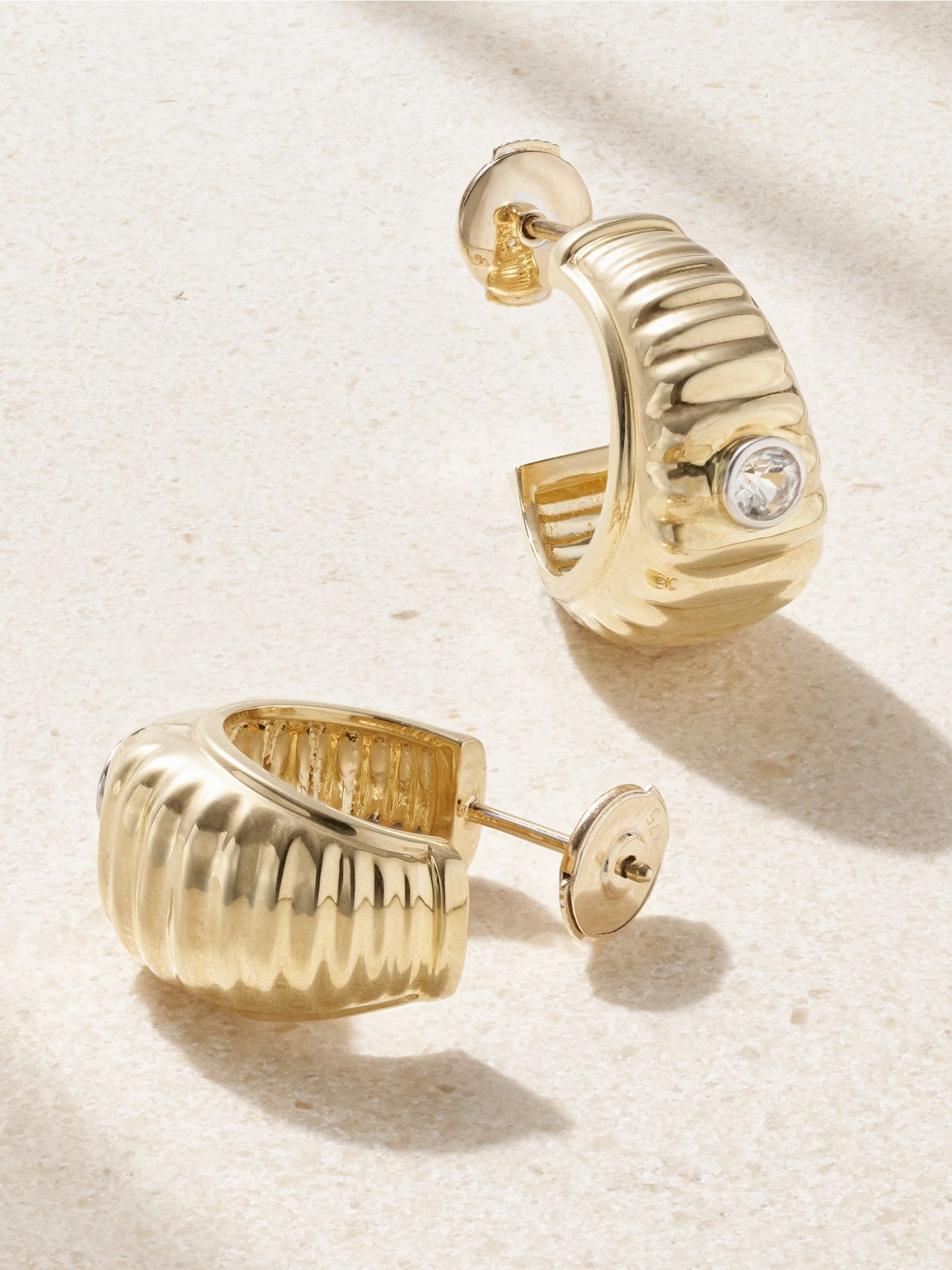 9-karat gold topaz hoop earrings Gold - 3