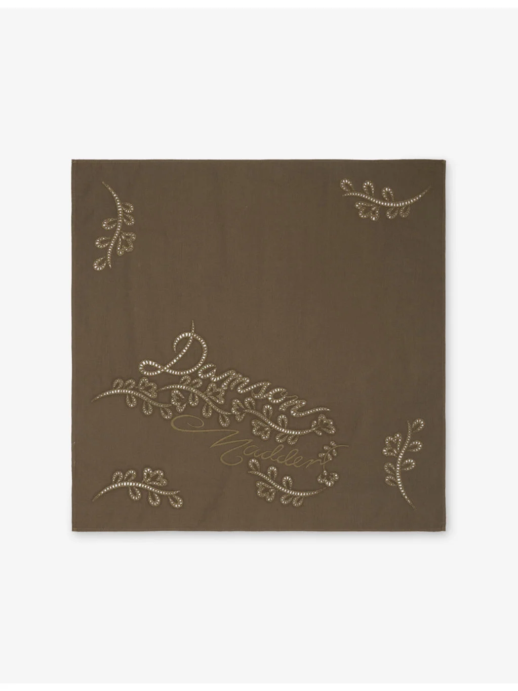 Floral Brand-Embroidered Cotton Headscarf 55cm x 55cm - 1