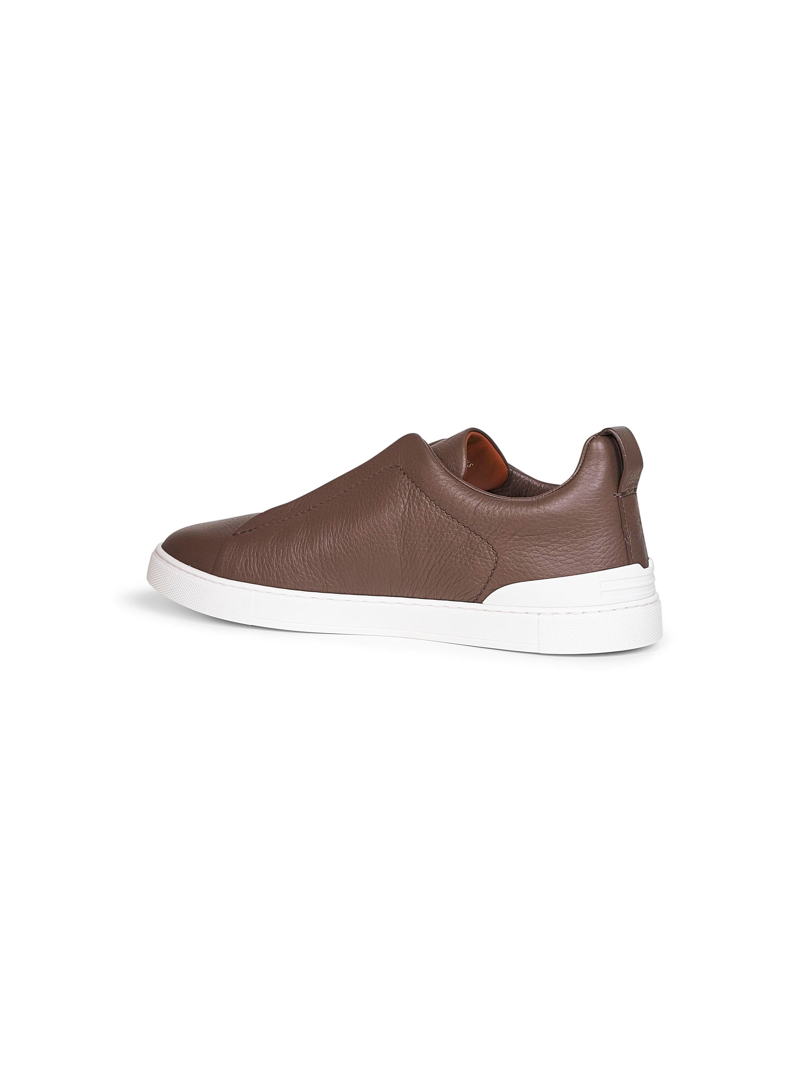 Brown deerskin Triple Stitch sneakers - 3
