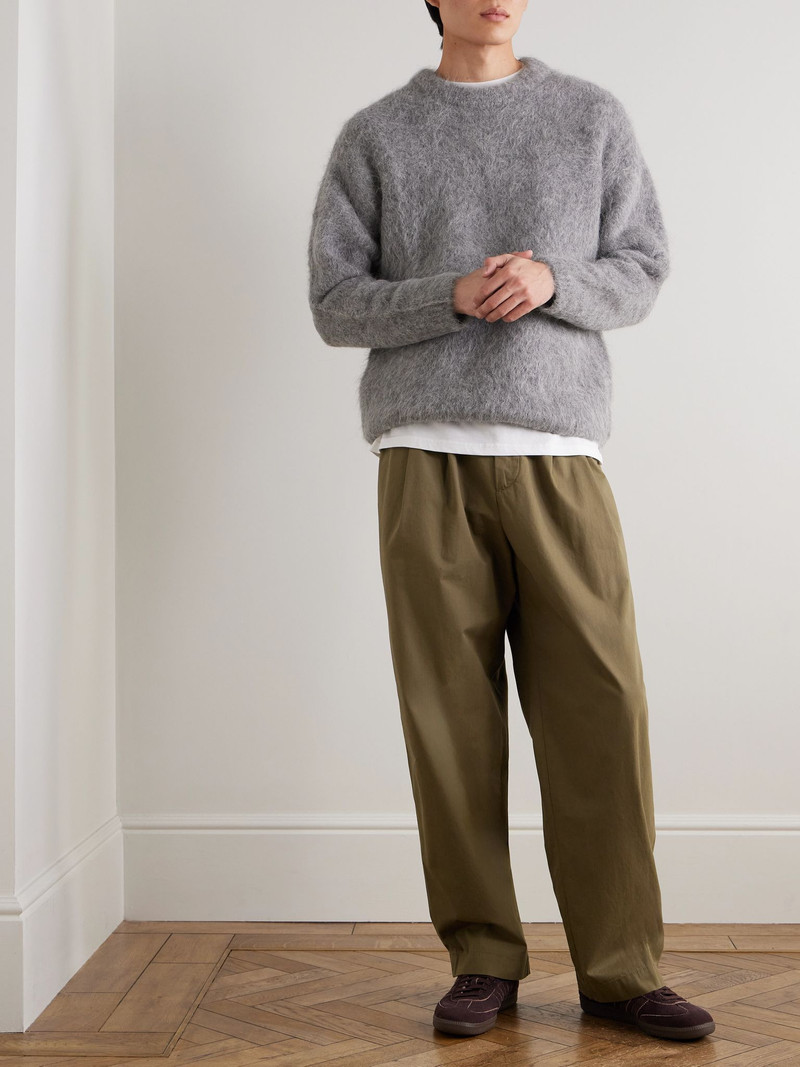 AGOLDE Slater Straight-Leg Pleated Cotton-Twill Trousers Green outlook