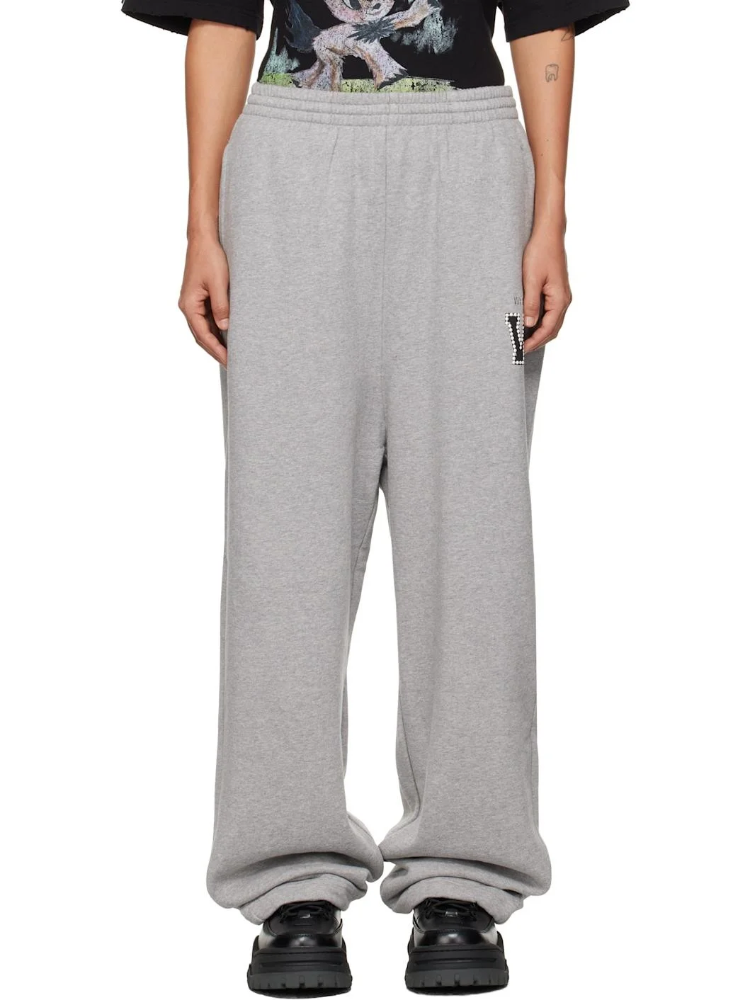 Gray Pearl Logo Jersey Lounge Pants - 1