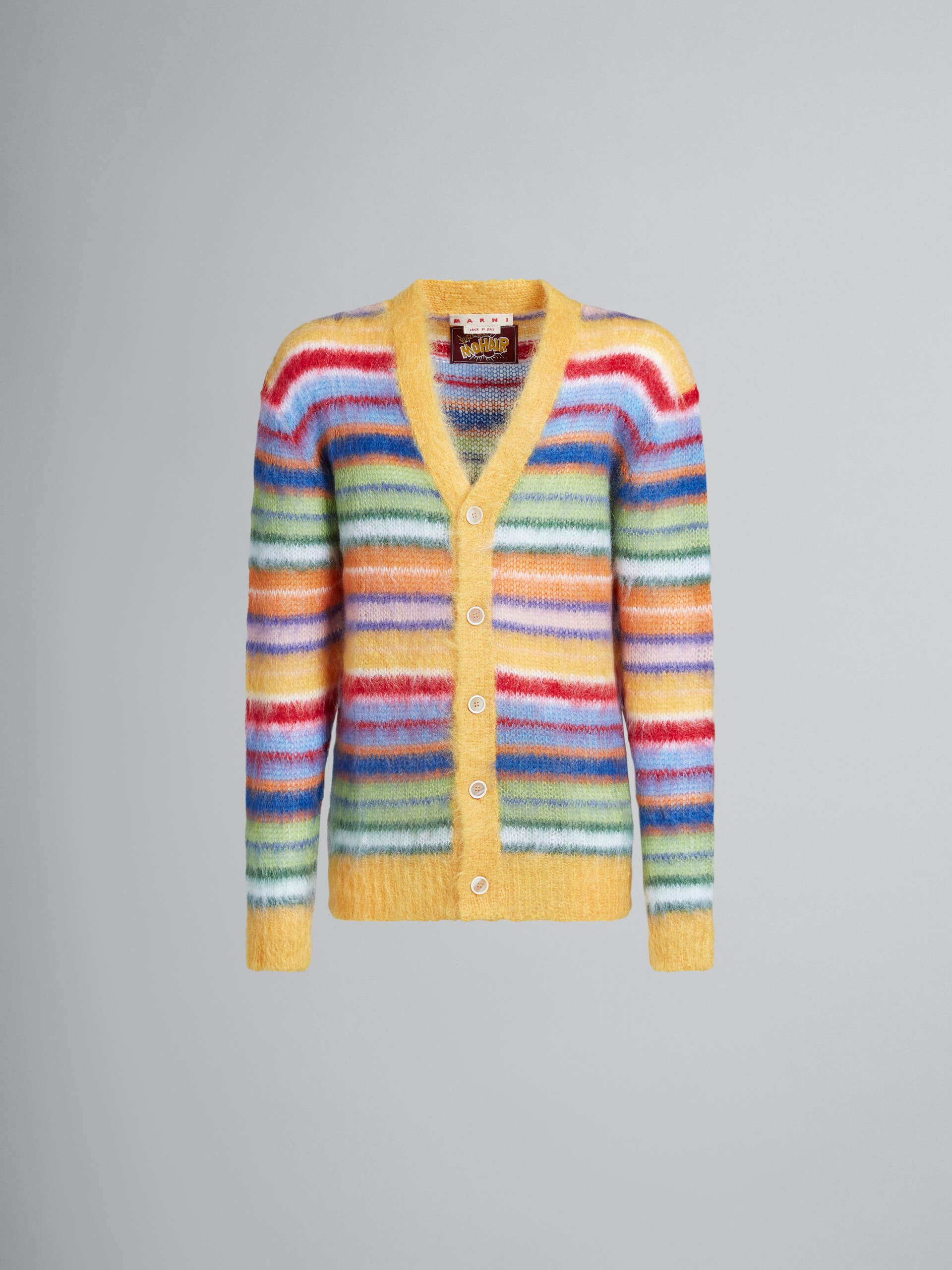 MULTICOLOURED STRIPED MOHAIR CARDIGAN - 1