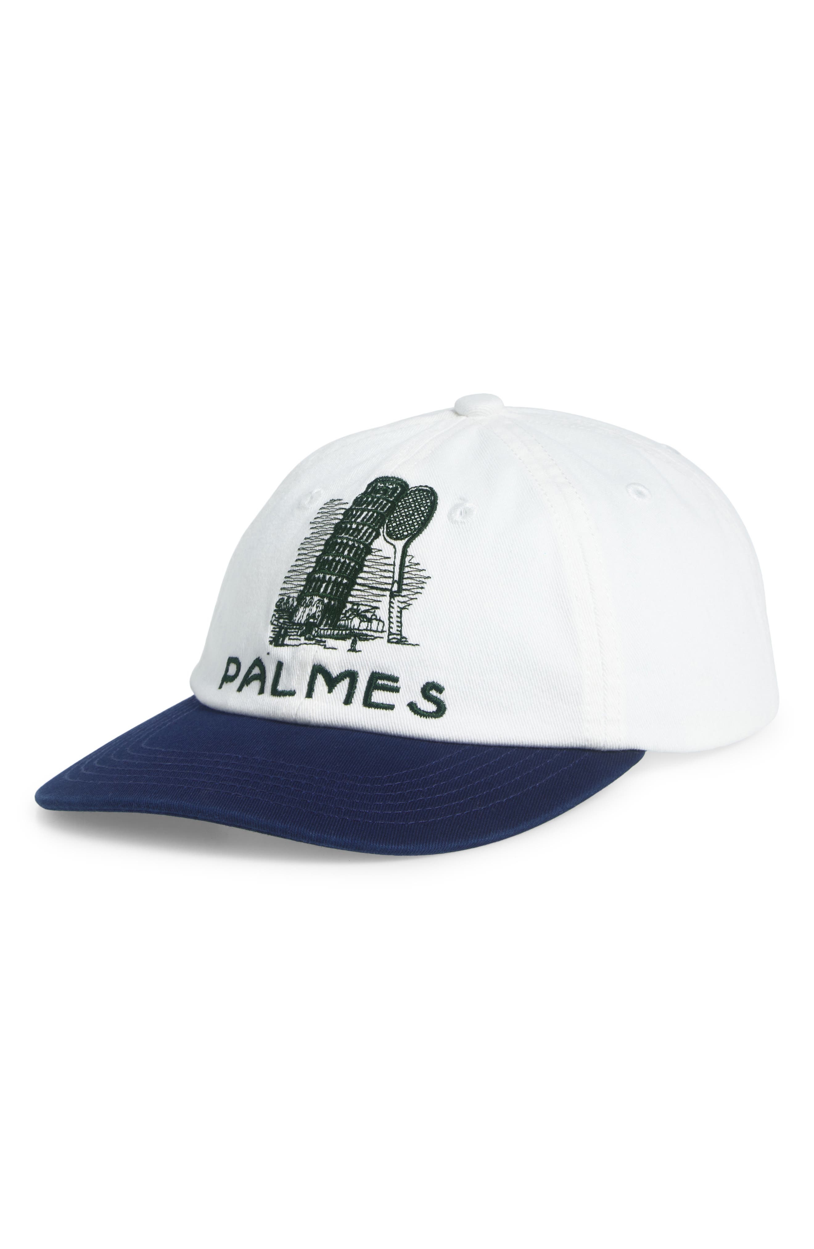 PALMES Tower Embroidered Adjustable Twill Baseball Cap in Navy/White at Nordstrom - 1