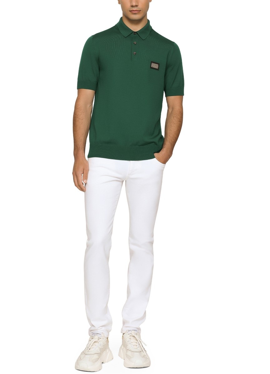 Wool polo-shirt with branded tag - 2