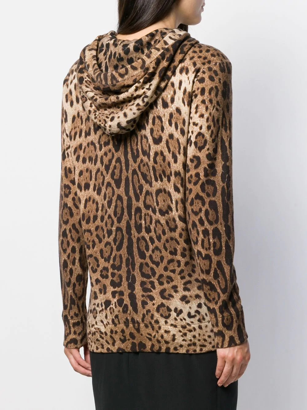 cashmere knitted leopard hoodie - 4